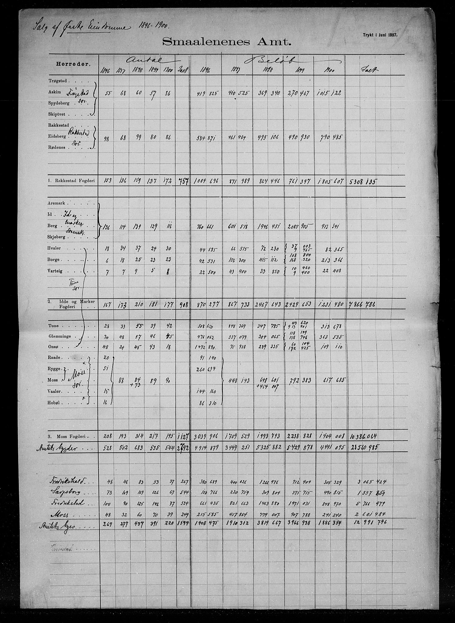 Statistisk sentralbyrå, Næringsøkonomiske emner, Generelt - Amtmennenes femårsberetninger, AV/RA-S-2233/F/Fa/L0096: --, 1896-1900, s. 350