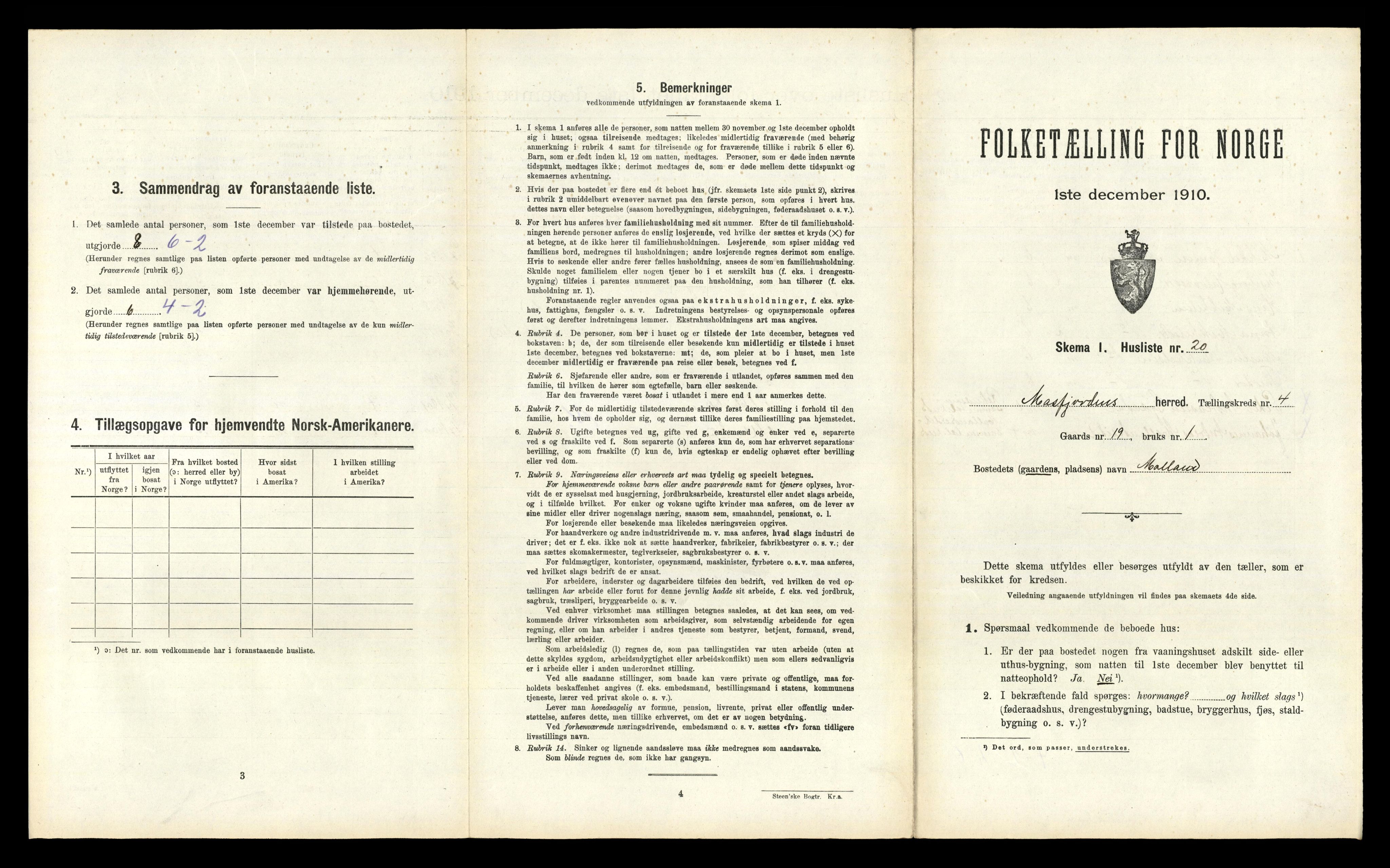 RA, Folketelling 1910 for 1266 Masfjorden herred, 1910, s. 288