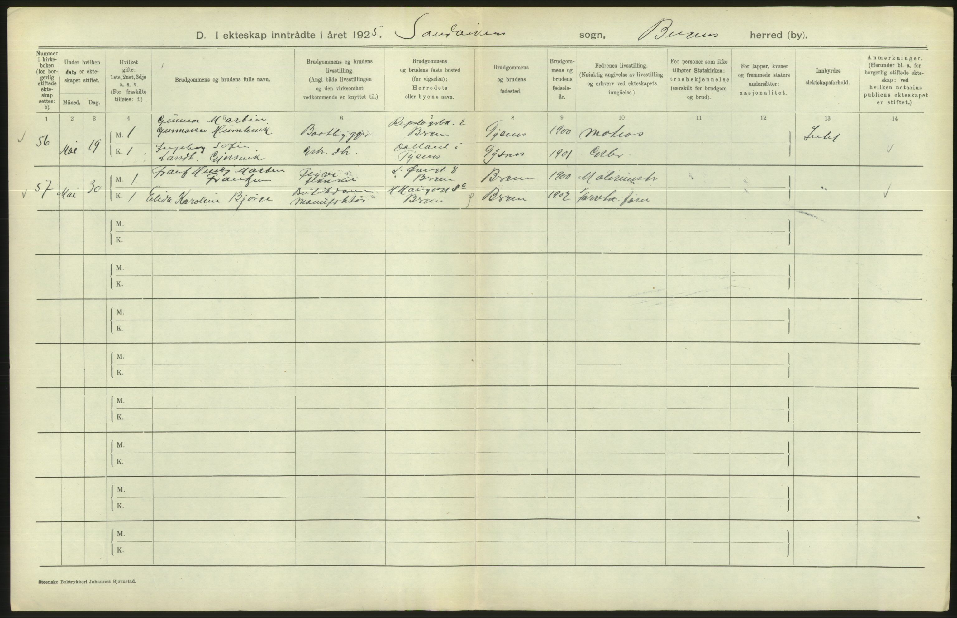 Statistisk sentralbyrå, Sosiodemografiske emner, Befolkning, AV/RA-S-2228/D/Df/Dfc/Dfce/L0029: Bergen: Gifte, døde., 1925, s. 184