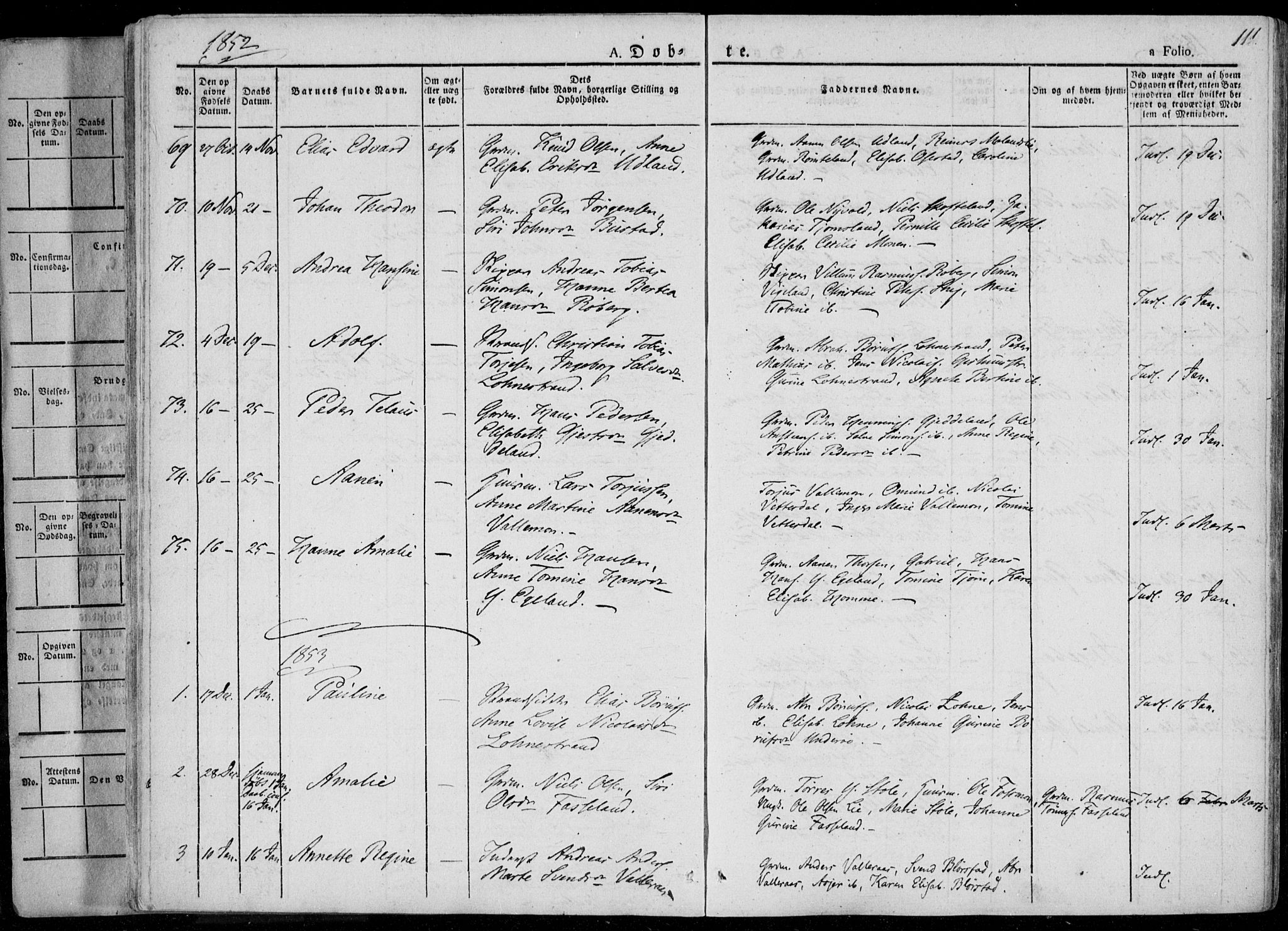 Sør-Audnedal sokneprestkontor, SAK/1111-0039/F/Fa/Fab/L0006: Ministerialbok nr. A 6, 1829-1855, s. 111