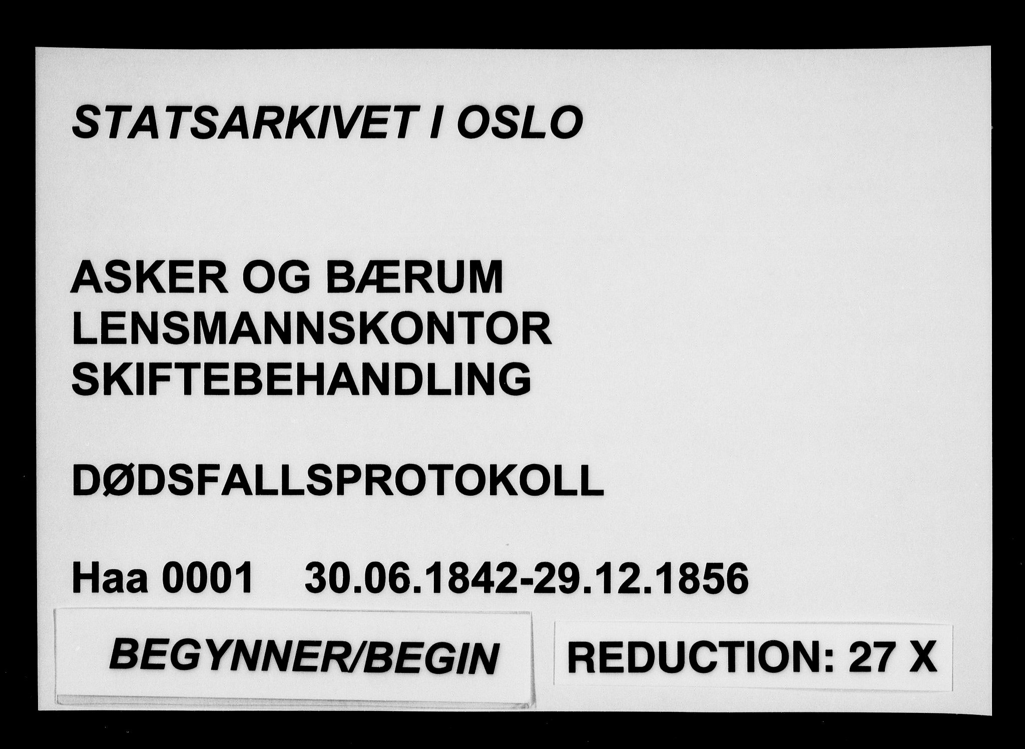 Asker og Bærum lensmannskontor, SAO/A-10643/H/Ha/Haa/L0001: Dødsanmeldelsesprotokoll, 1842-1856