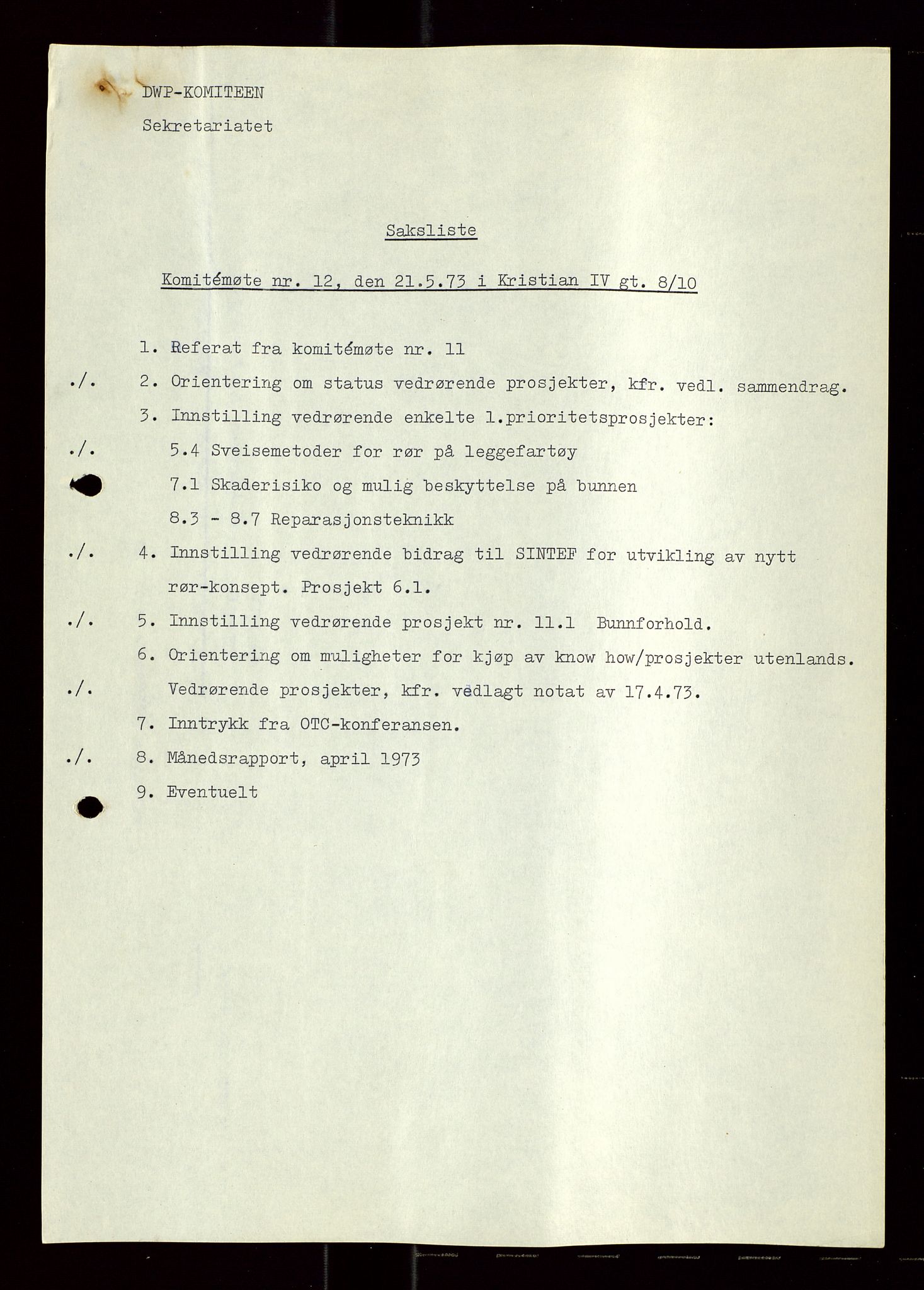 Industridepartementet, Oljekontoret, AV/SAST-A-101348/Di/L0004: DWP, møter, komite`møter, 761 forskning/teknologi, 1972-1975, s. 117