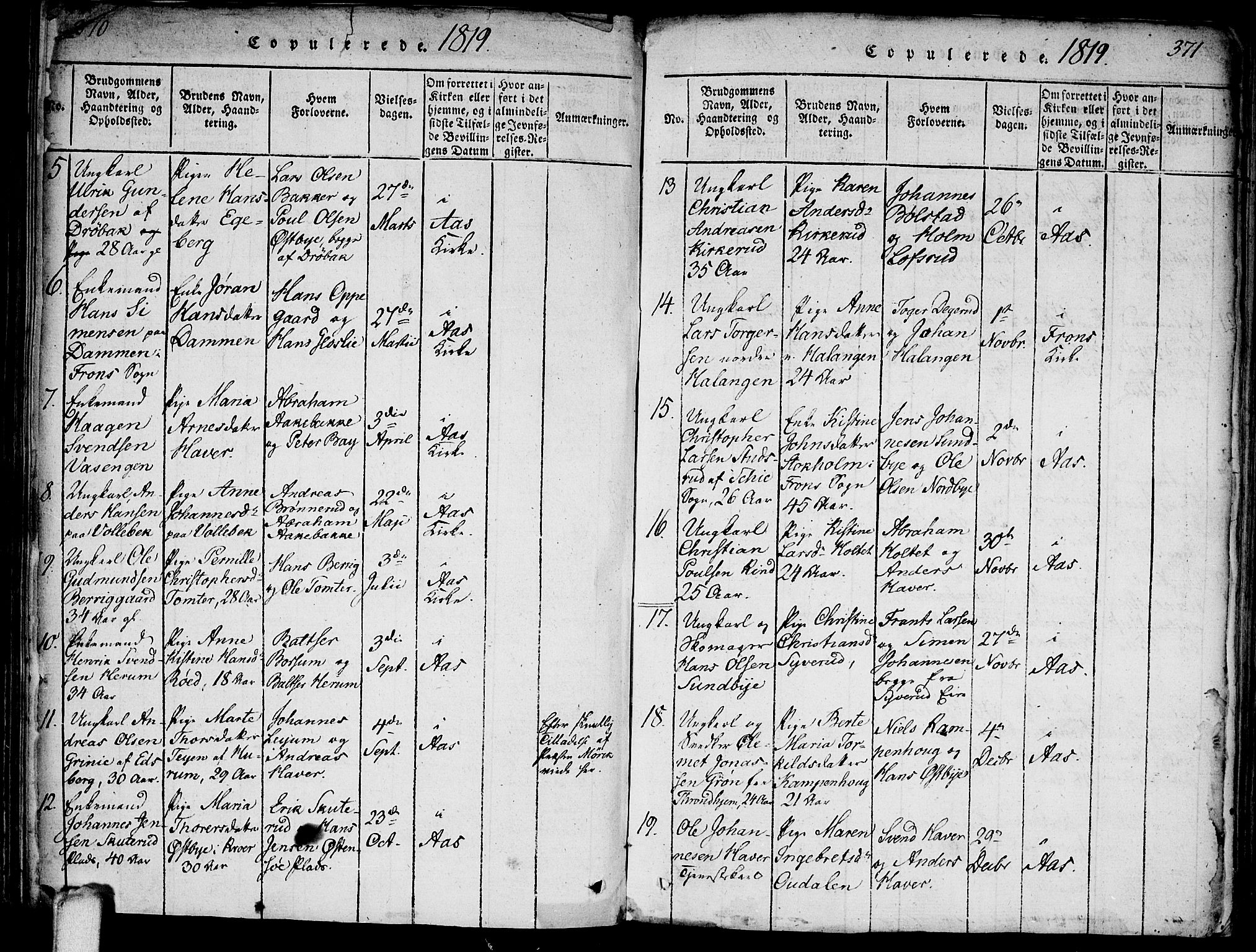 Ås prestekontor Kirkebøker, AV/SAO-A-10894/F/Fa/L0004: Ministerialbok nr. I 4, 1818-1826, s. 370-371