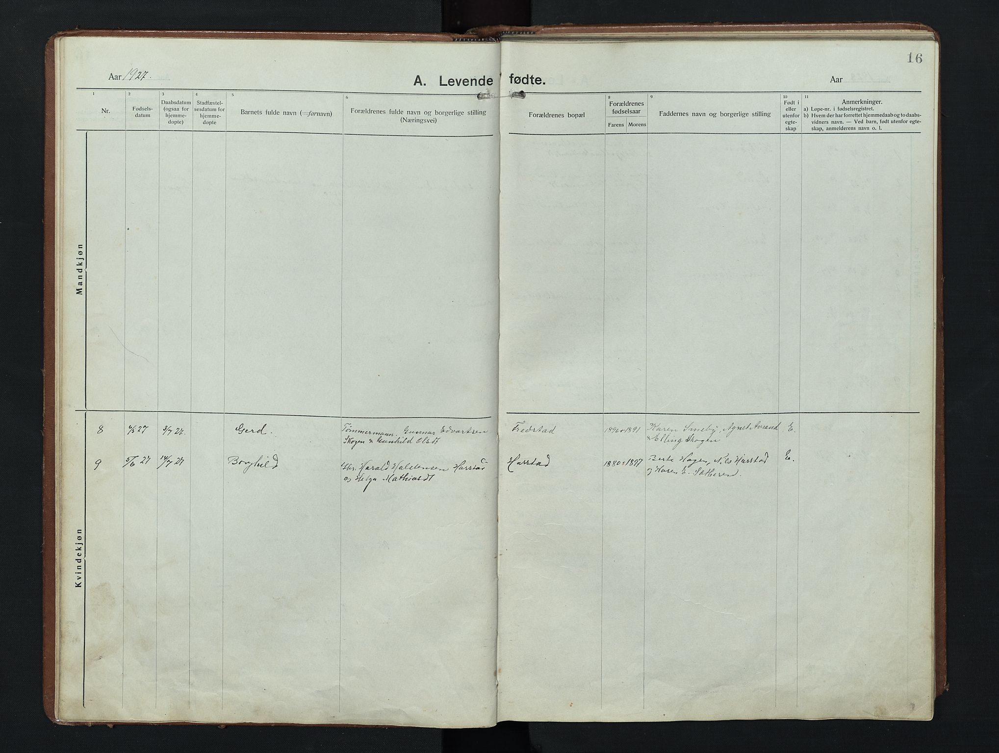 Nordre Land prestekontor, AV/SAH-PREST-124/H/Ha/Hab/L0009: Klokkerbok nr. 9, 1921-1956, s. 16