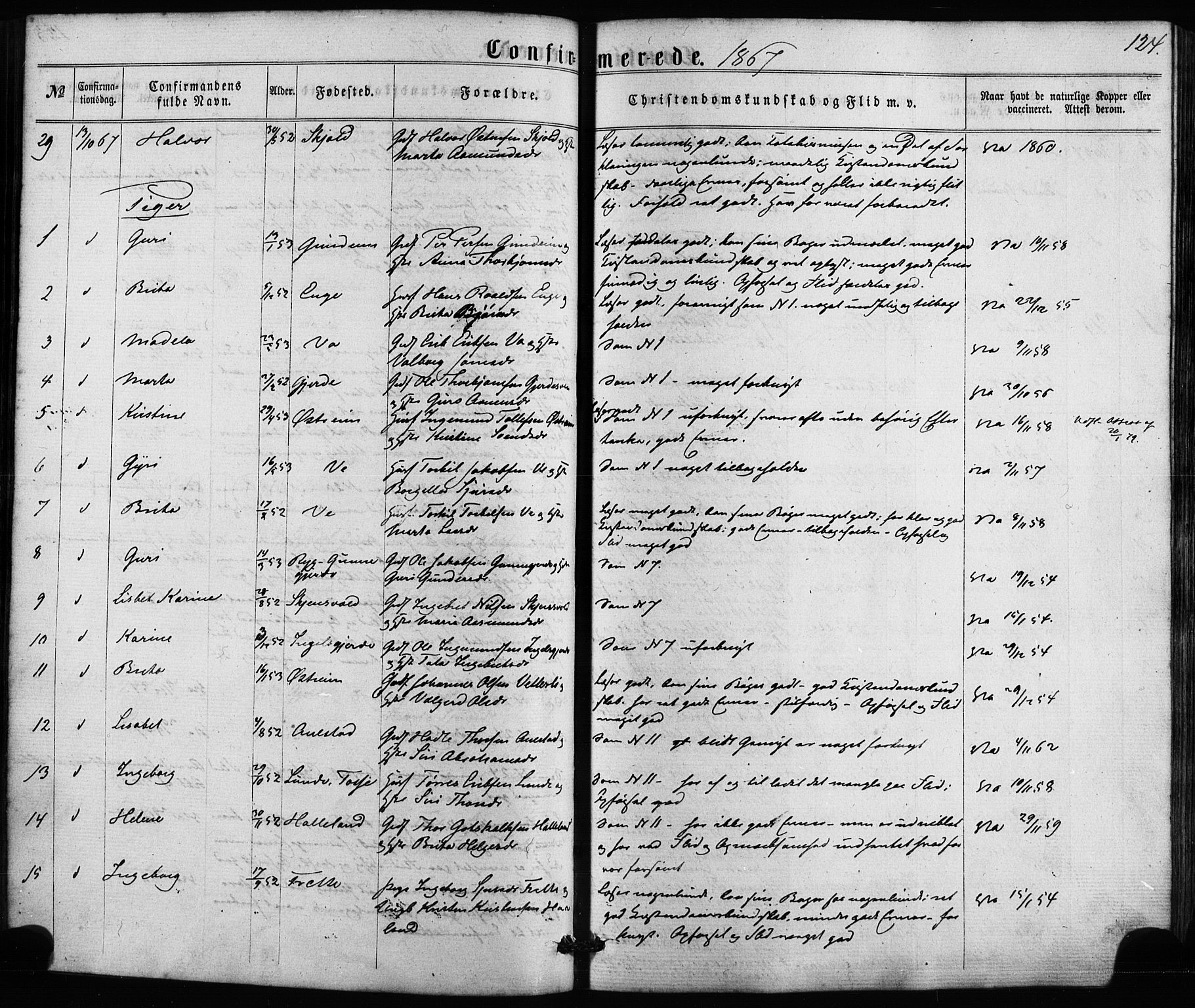 Etne sokneprestembete, AV/SAB-A-75001/H/Haa: Ministerialbok nr. A 9, 1862-1878, s. 124