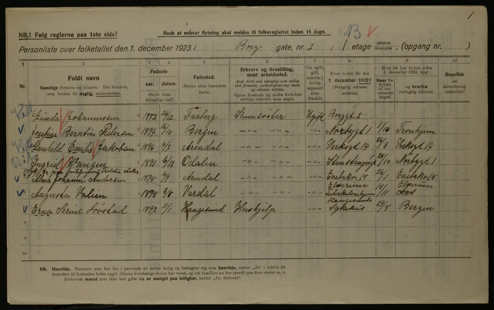 OBA, Kommunal folketelling 1.12.1923 for Kristiania, 1923, s. 8787