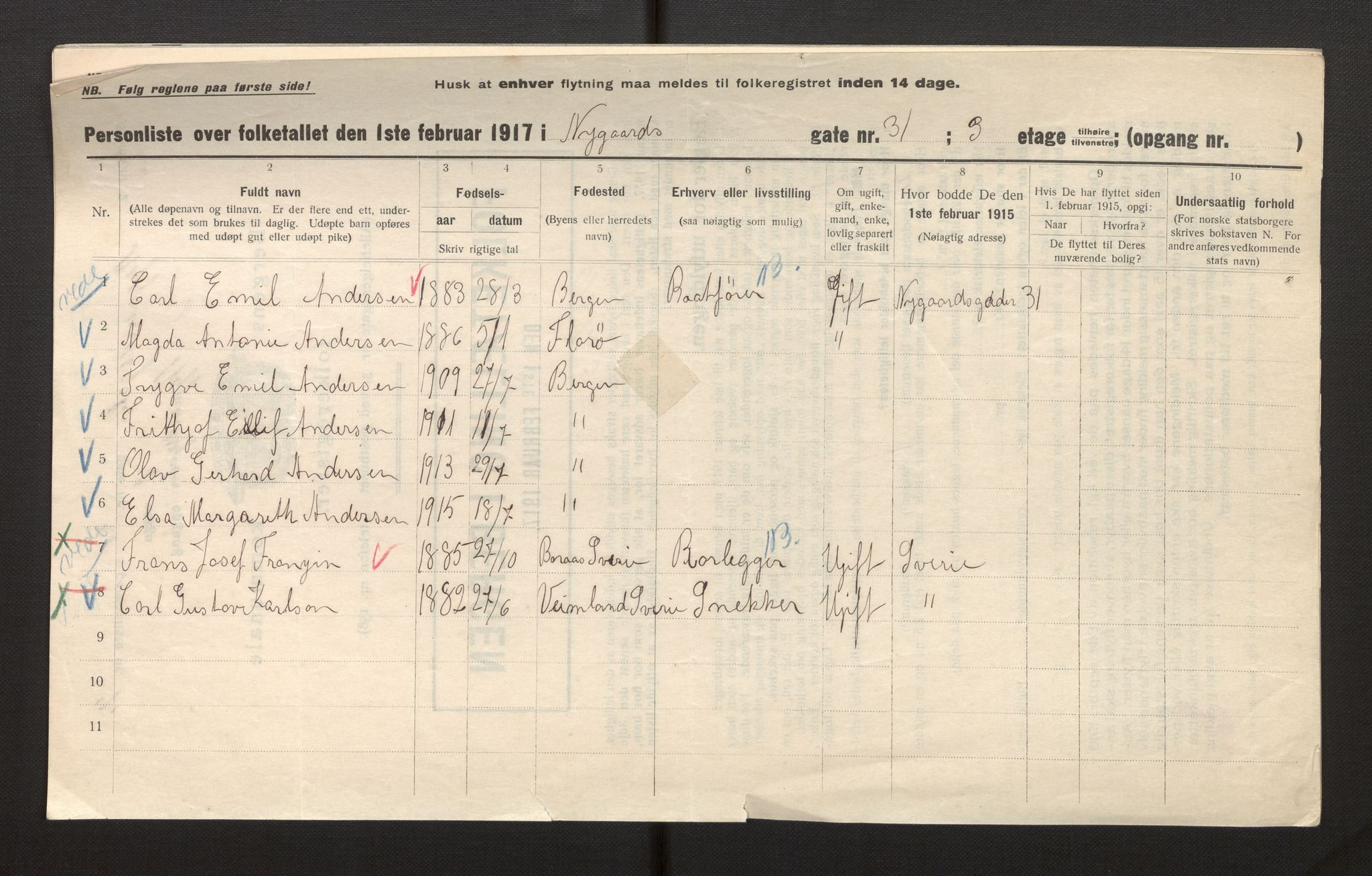 SAB, Kommunal folketelling 1917 for Bergen kjøpstad, 1917, s. 27279