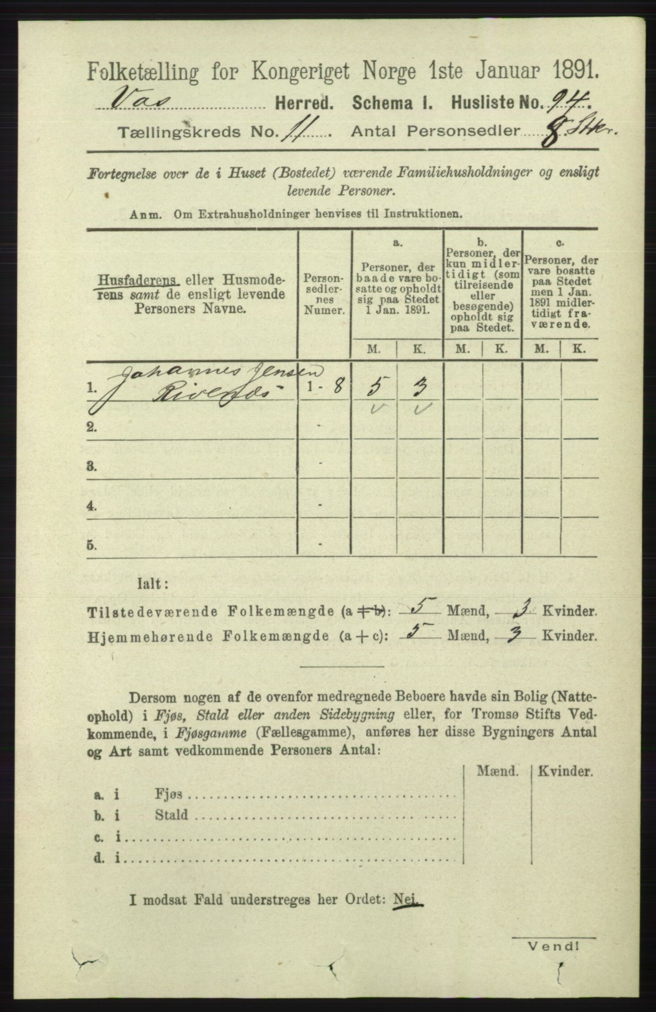 RA, Folketelling 1891 for 1235 Voss herred, 1891, s. 5818