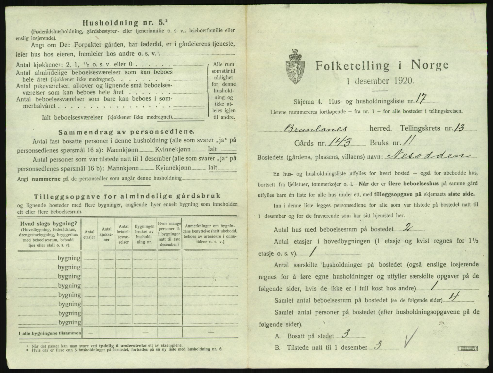 SAKO, Folketelling 1920 for 0726 Brunlanes herred, 1920, s. 1781