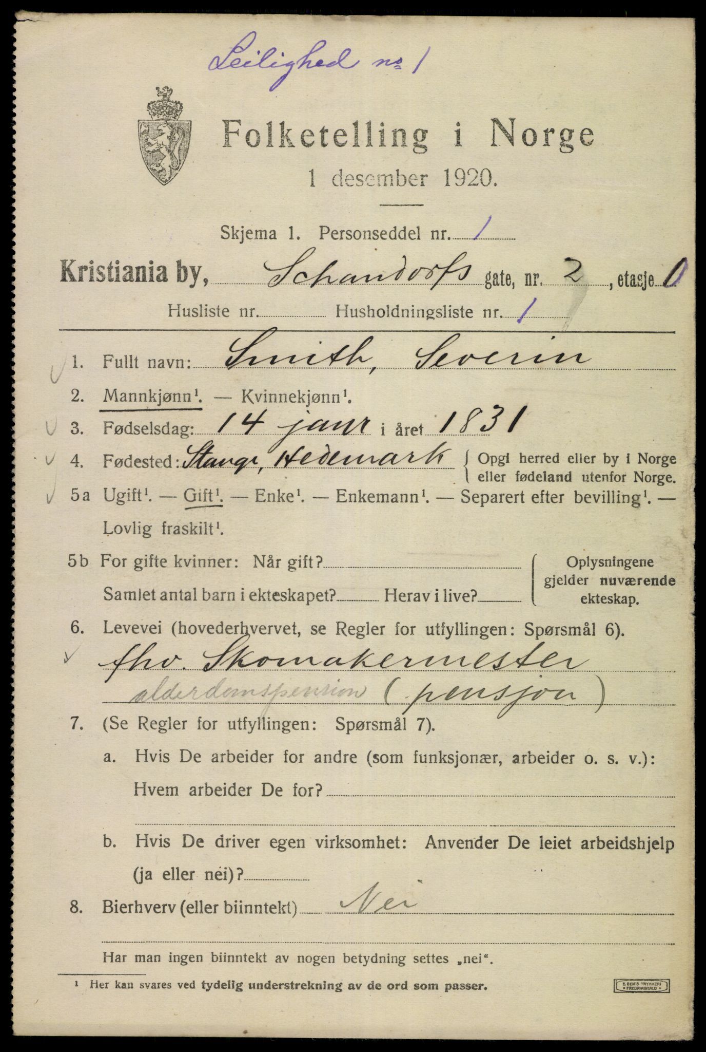 SAO, Folketelling 1920 for 0301 Kristiania kjøpstad, 1920, s. 487039