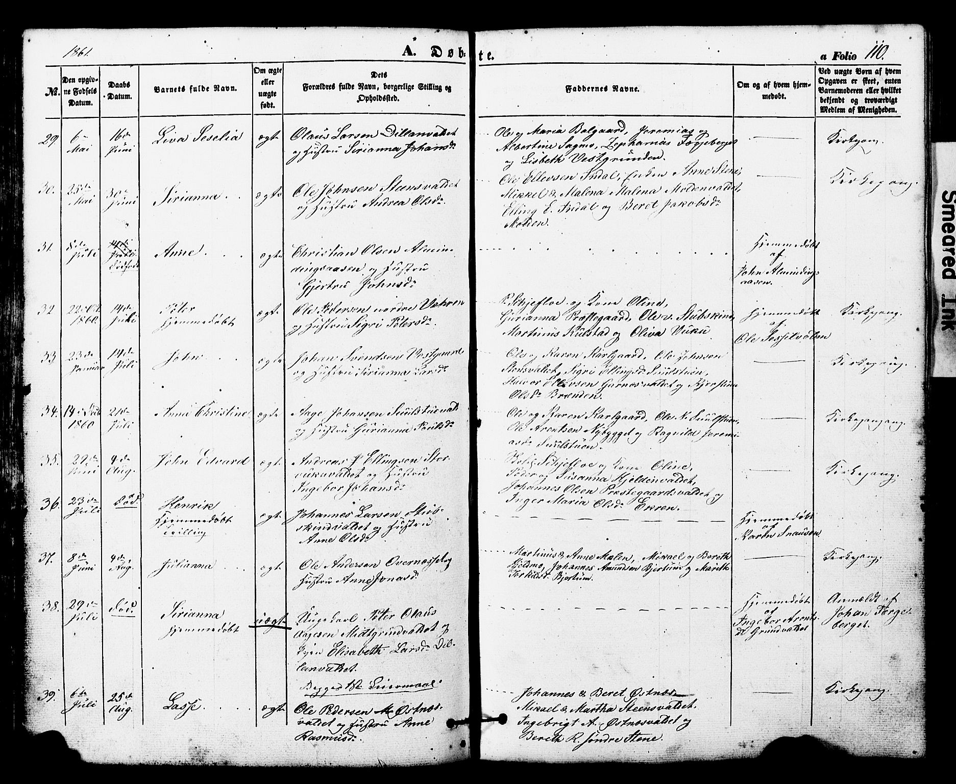 Ministerialprotokoller, klokkerbøker og fødselsregistre - Nord-Trøndelag, SAT/A-1458/724/L0268: Klokkerbok nr. 724C04, 1846-1878, s. 110