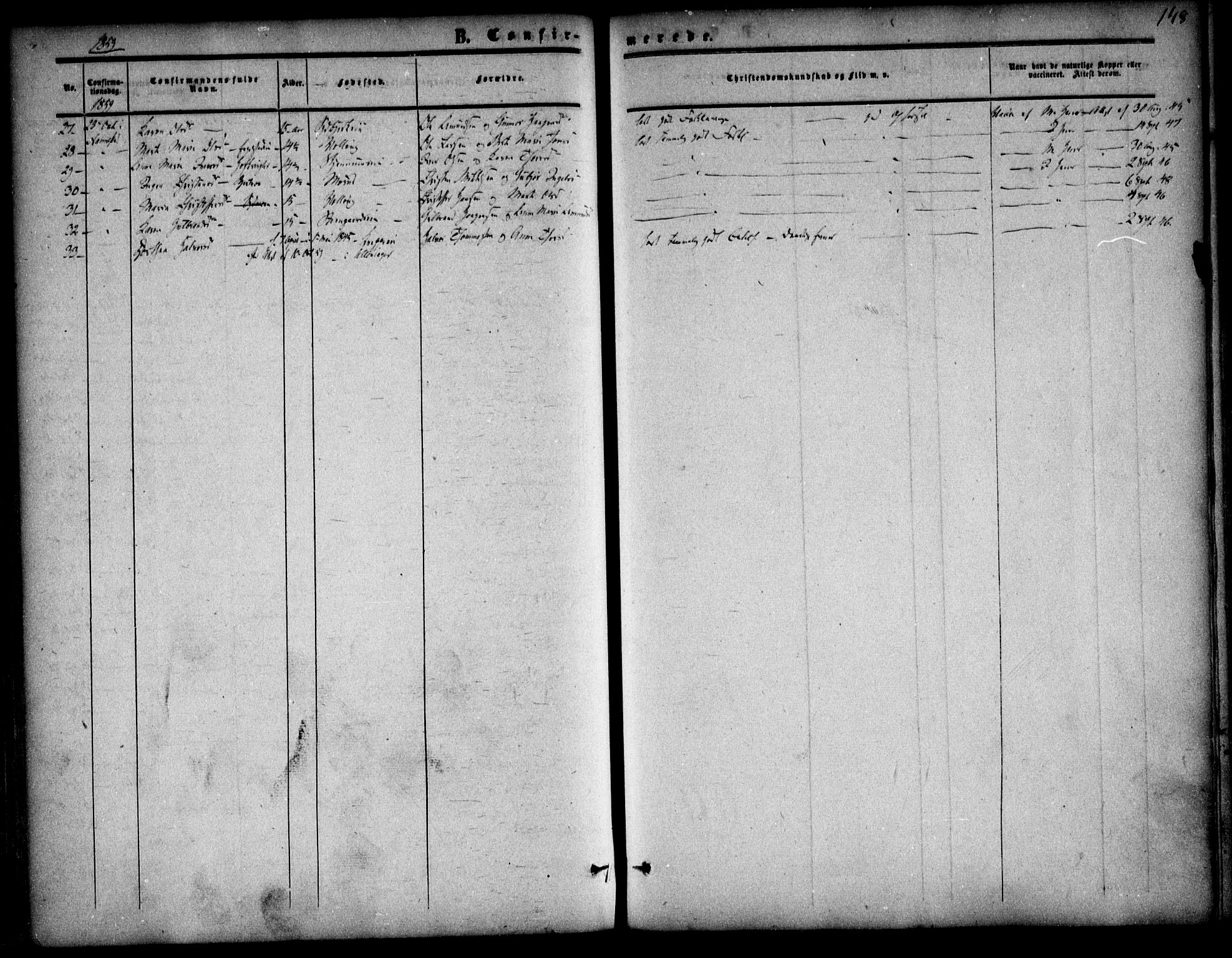 Nannestad prestekontor Kirkebøker, AV/SAO-A-10414a/F/Fa/L0011: Ministerialbok nr. I 11, 1850-1859, s. 148