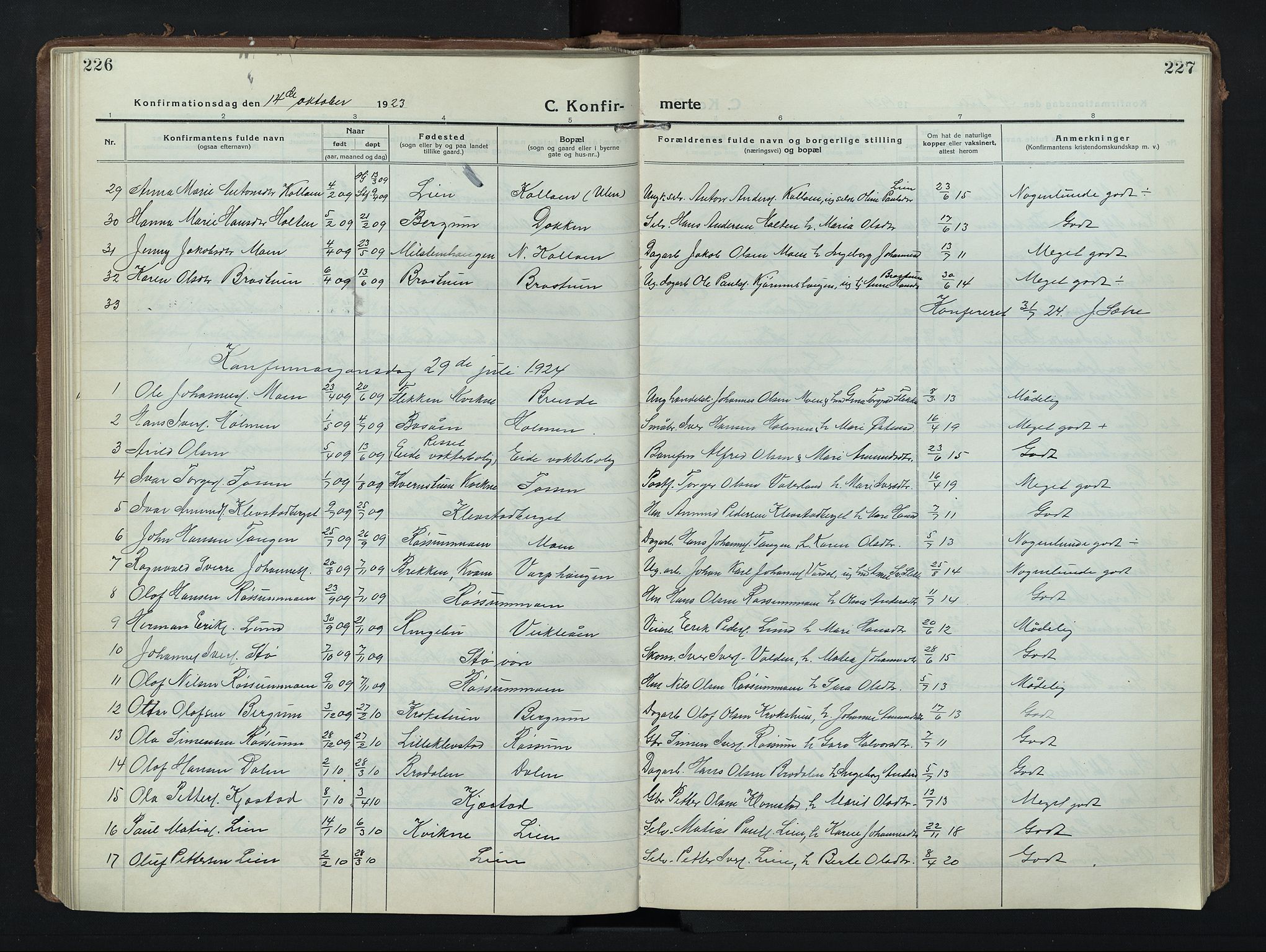 Nord-Fron prestekontor, AV/SAH-PREST-080/H/Ha/Hab/L0008: Klokkerbok nr. 8, 1915-1948, s. 226-227