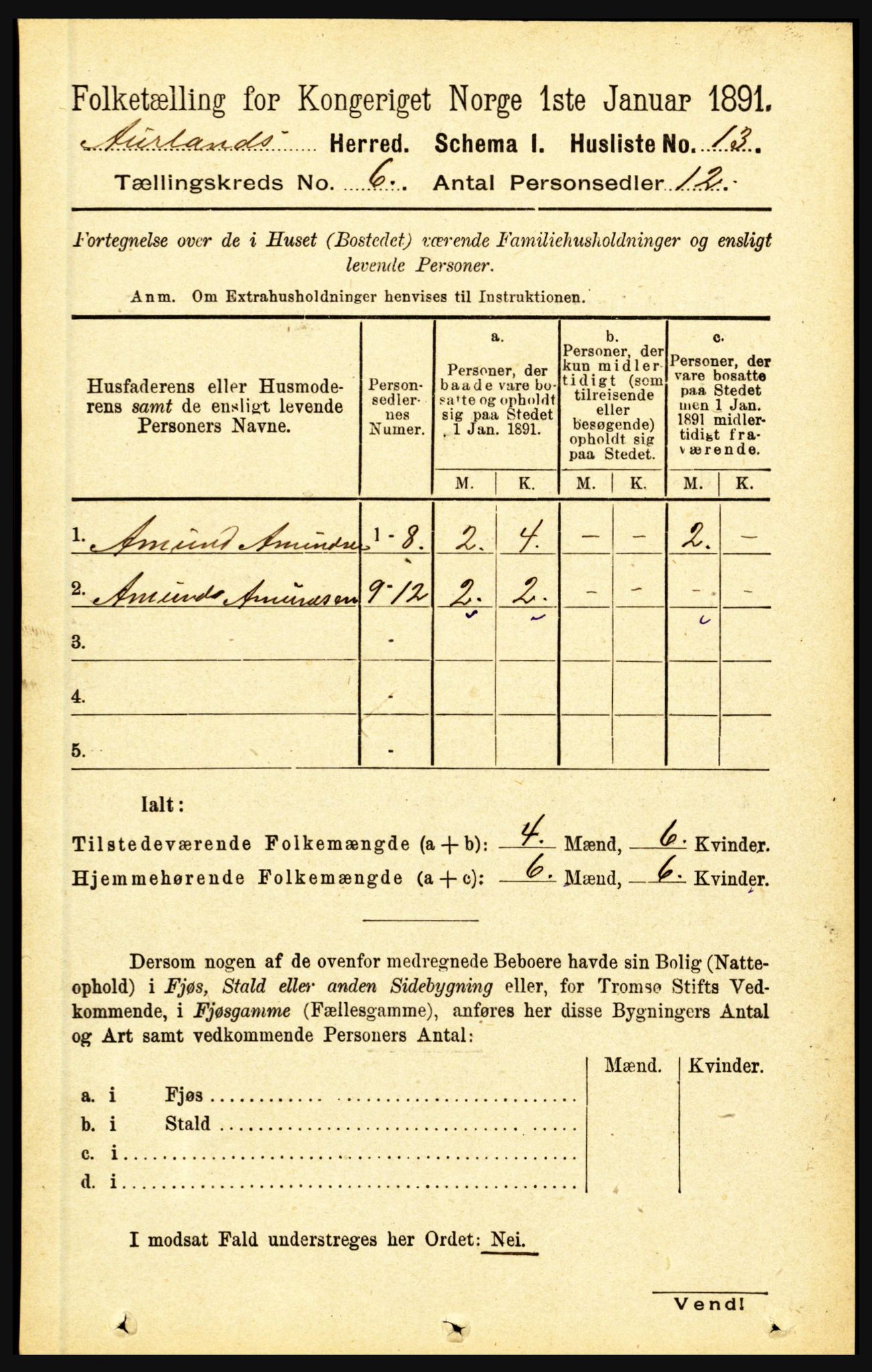 RA, Folketelling 1891 for 1421 Aurland herred, 1891, s. 2213
