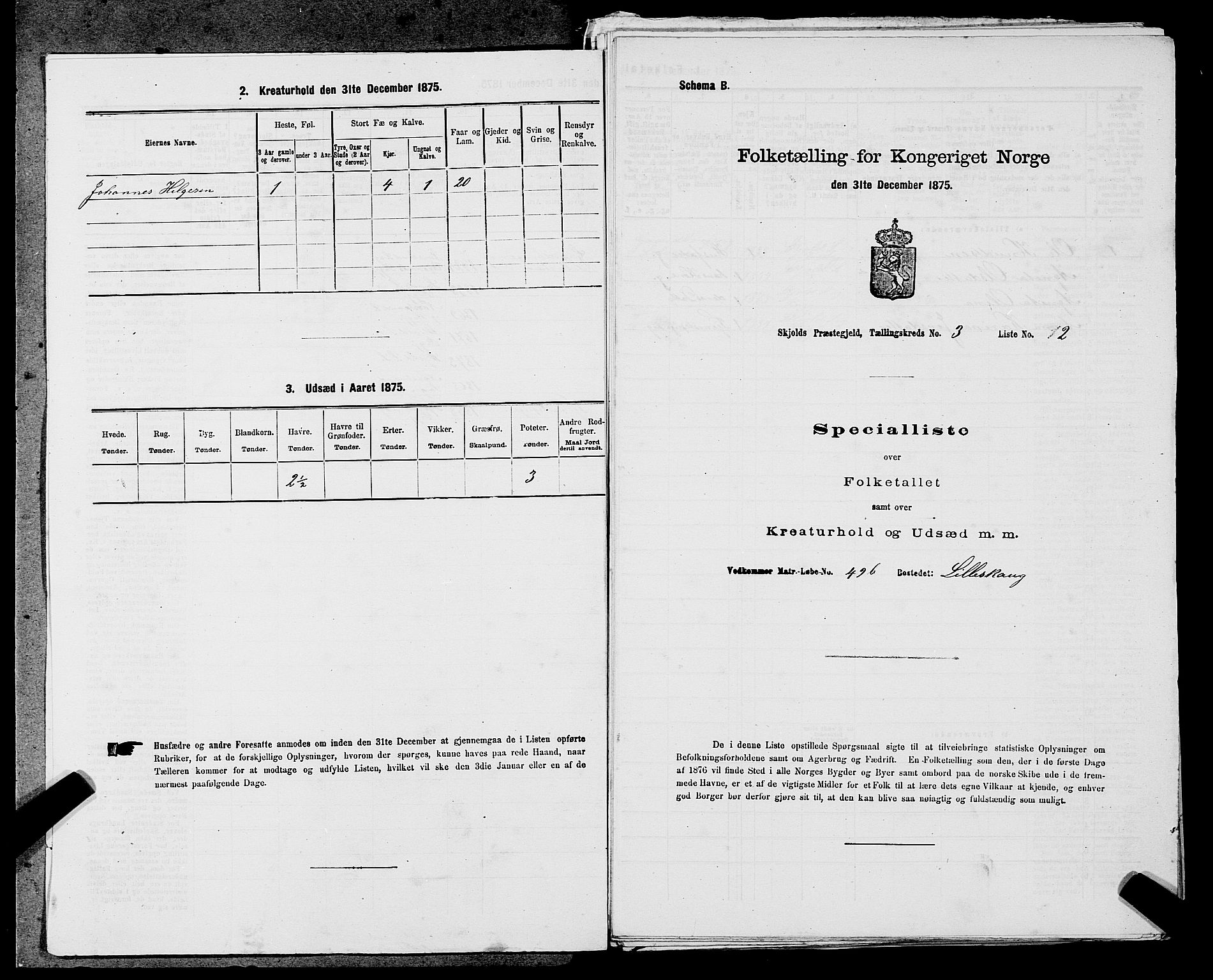 SAST, Folketelling 1875 for 1154P Skjold prestegjeld, 1875, s. 220