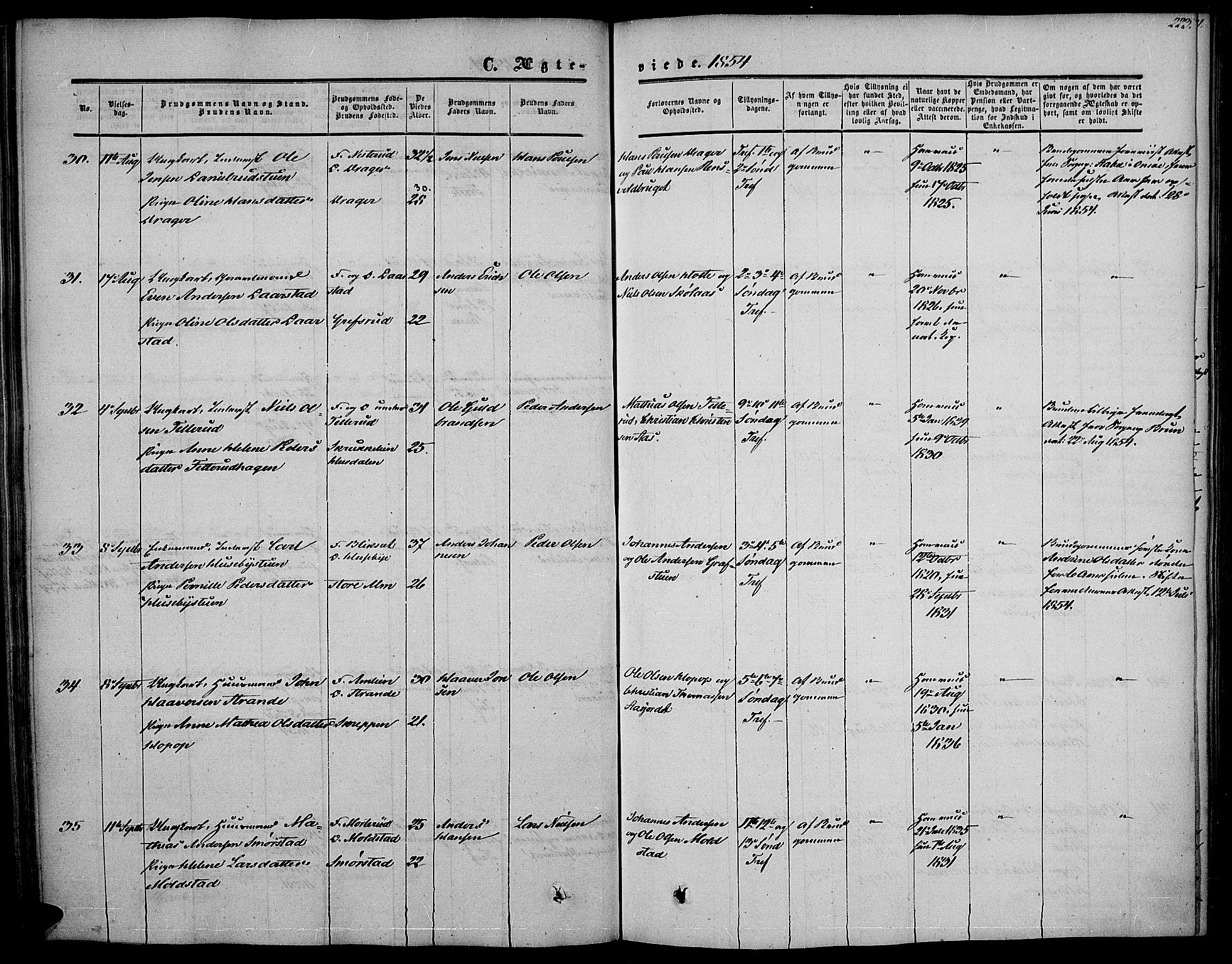 Vestre Toten prestekontor, AV/SAH-PREST-108/H/Ha/Haa/L0005: Ministerialbok nr. 5, 1850-1855, s. 223