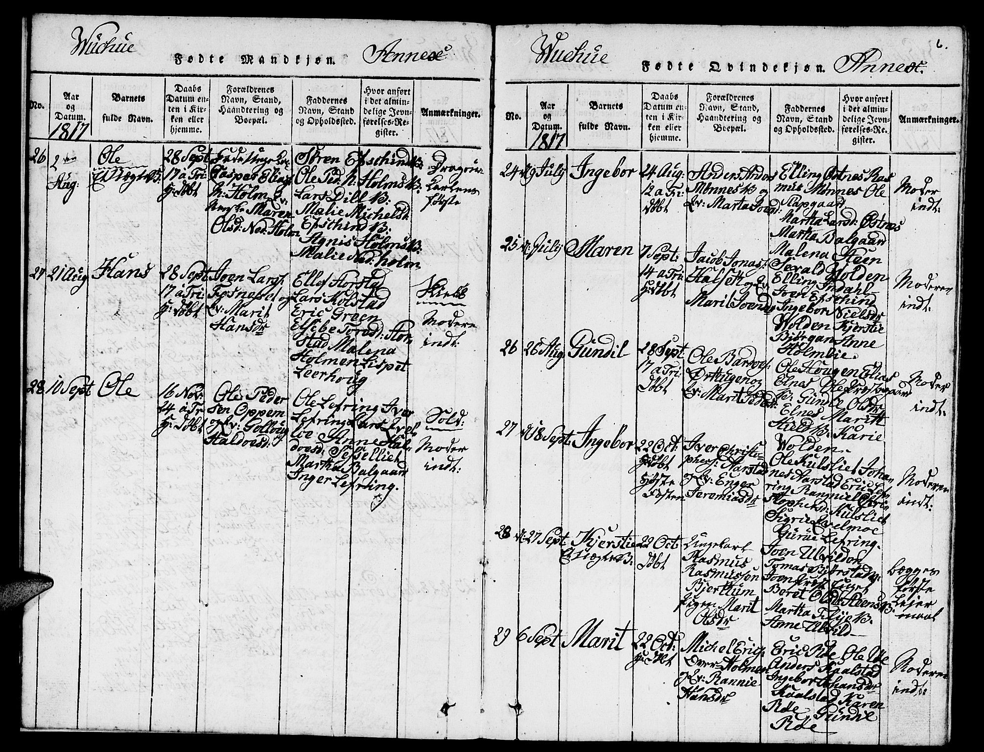 Ministerialprotokoller, klokkerbøker og fødselsregistre - Nord-Trøndelag, AV/SAT-A-1458/724/L0265: Klokkerbok nr. 724C01, 1816-1845, s. 6