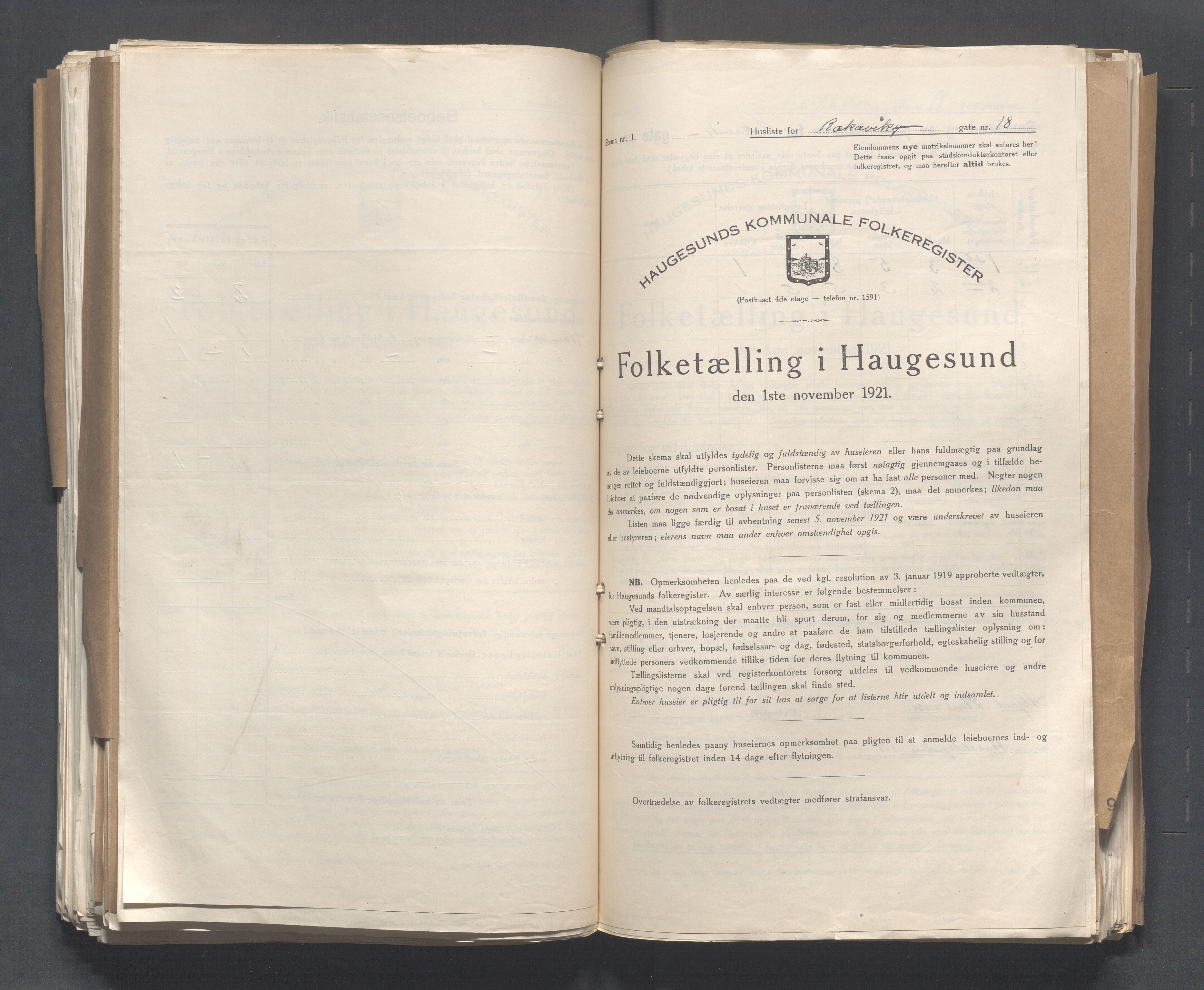 IKAR, Kommunal folketelling 1.11.1921 for Haugesund, 1921, s. 3436