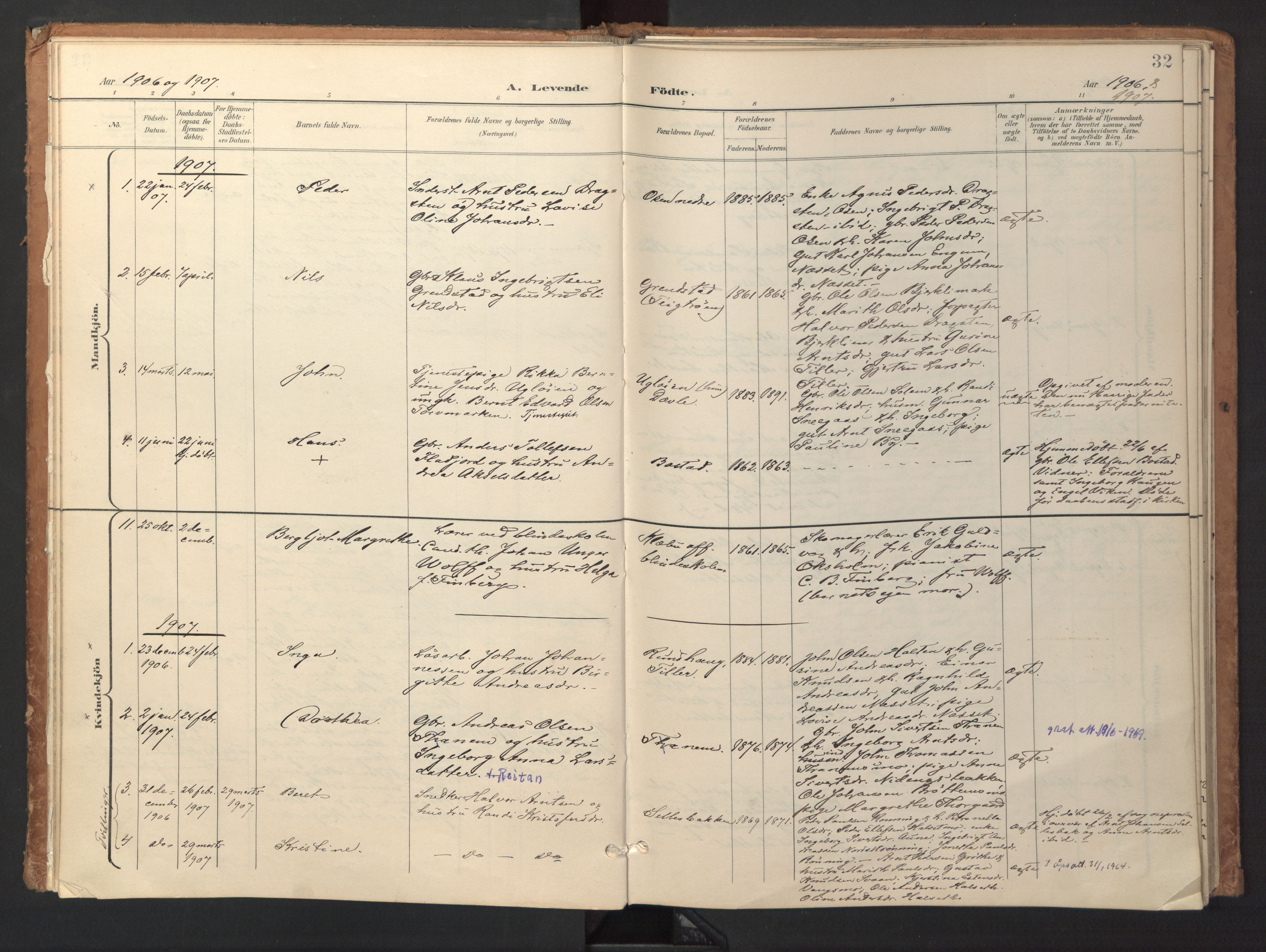Ministerialprotokoller, klokkerbøker og fødselsregistre - Sør-Trøndelag, AV/SAT-A-1456/618/L0448: Ministerialbok nr. 618A11, 1898-1916, s. 32