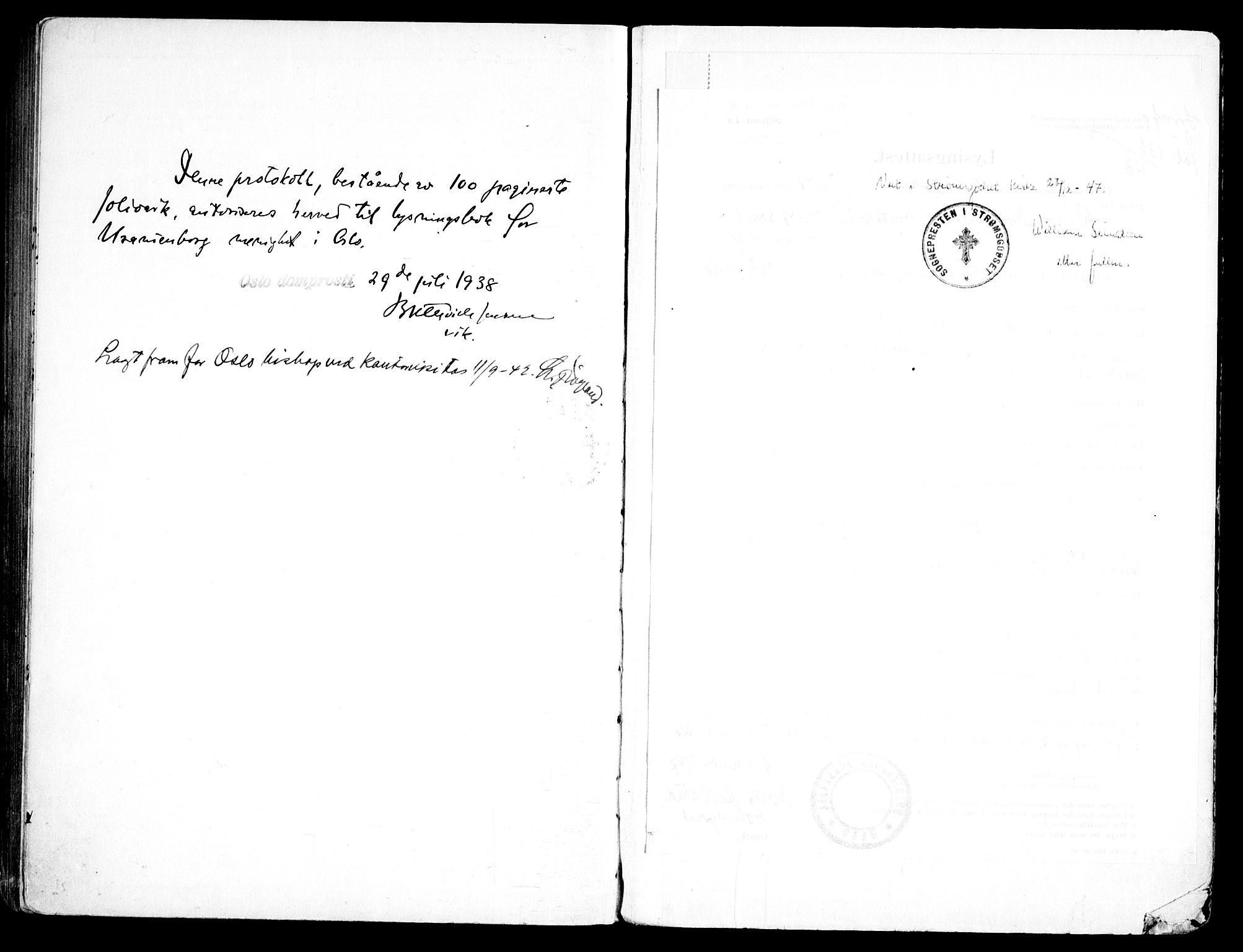 Uranienborg prestekontor Kirkebøker, SAO/A-10877/H/Hb/L0001: Lysningsprotokoll nr. II 1, 1938-1947