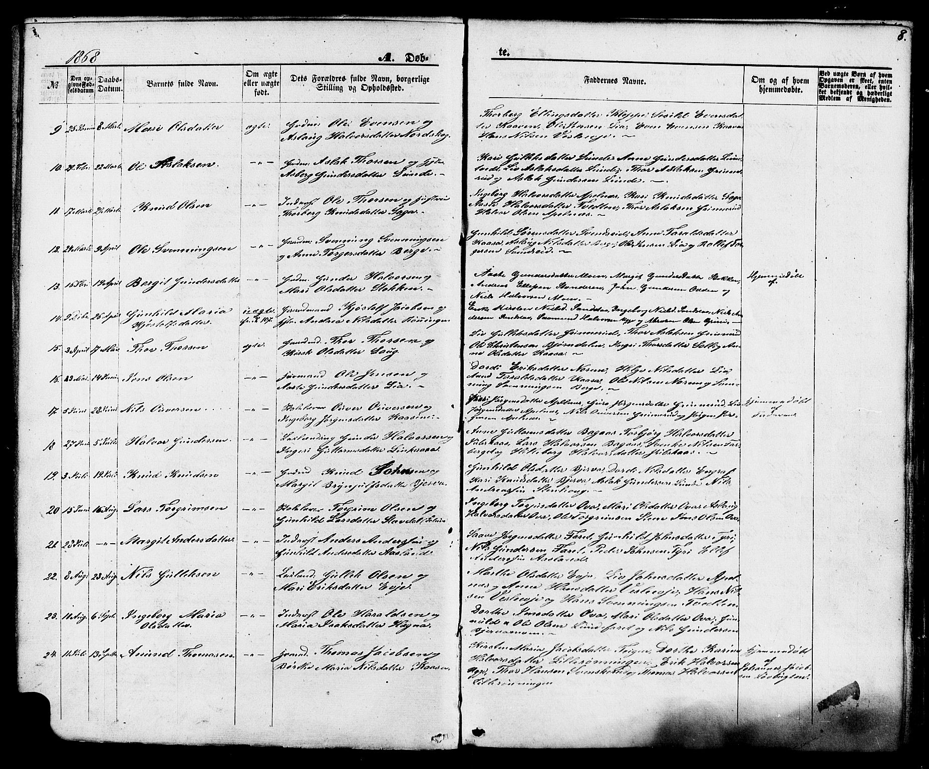 Lunde kirkebøker, AV/SAKO-A-282/F/Fa/L0001: Ministerialbok nr. I 1, 1866-1883, s. 8
