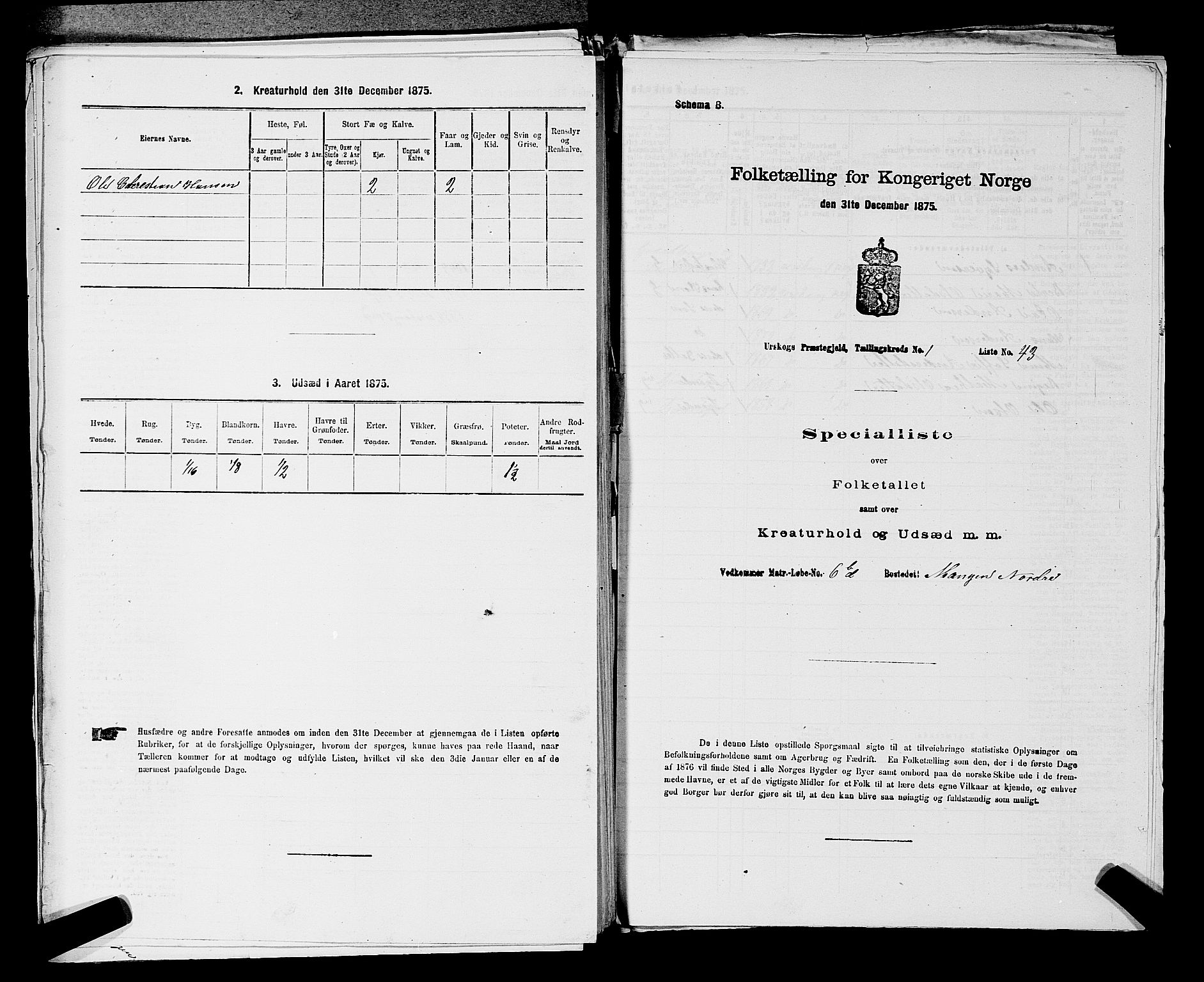 RA, Folketelling 1875 for 0224P Aurskog prestegjeld, 1875, s. 132