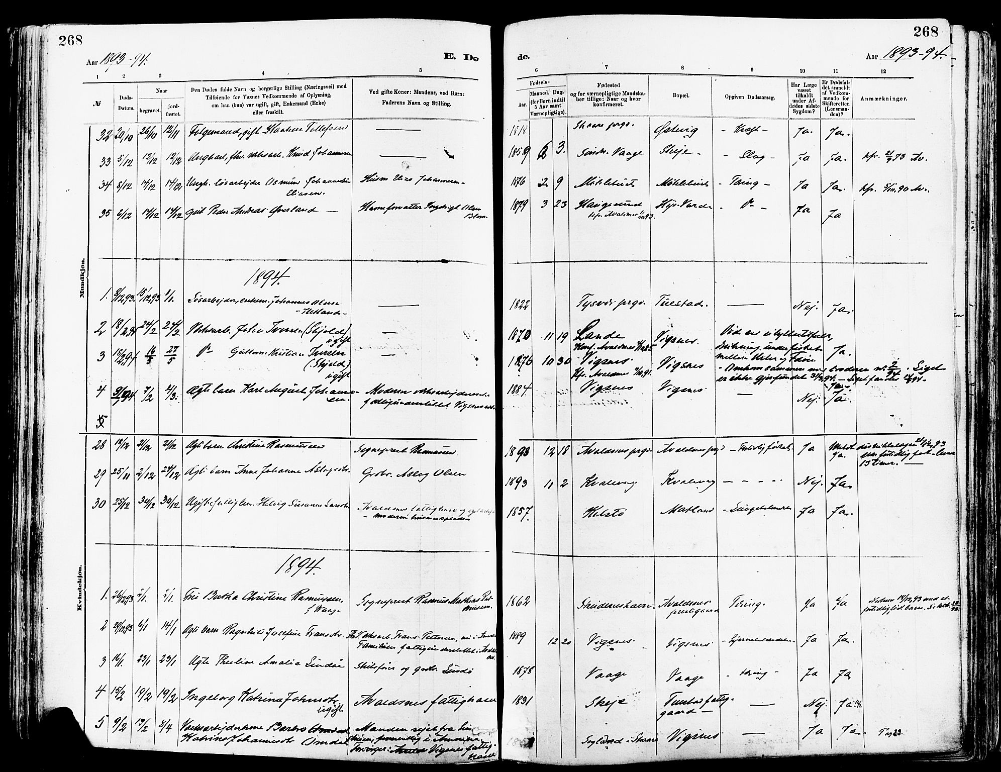 Avaldsnes sokneprestkontor, SAST/A -101851/H/Ha/Haa/L0015: Ministerialbok nr. A 15, 1880-1906, s. 268
