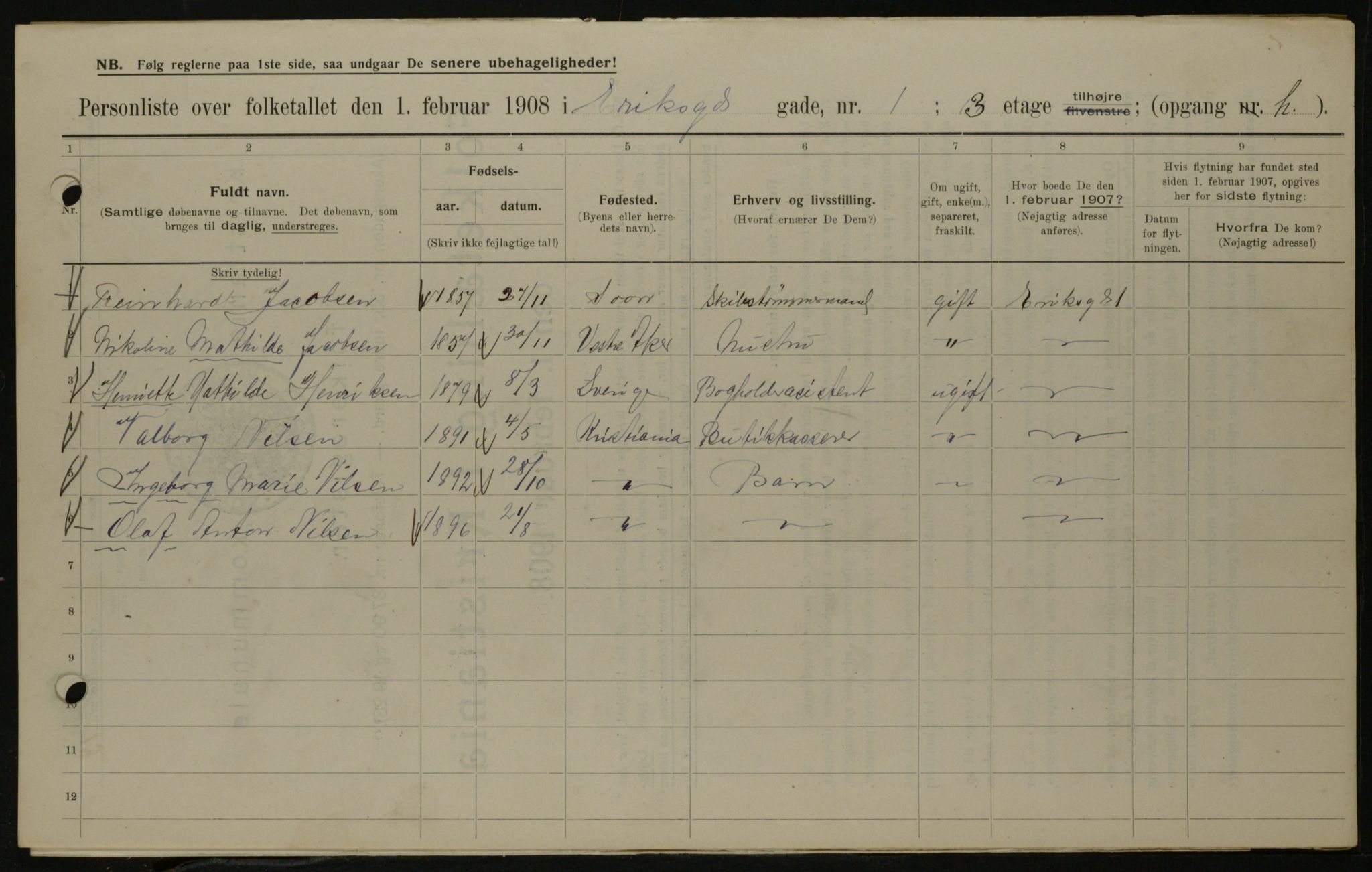 OBA, Kommunal folketelling 1.2.1908 for Kristiania kjøpstad, 1908, s. 17939