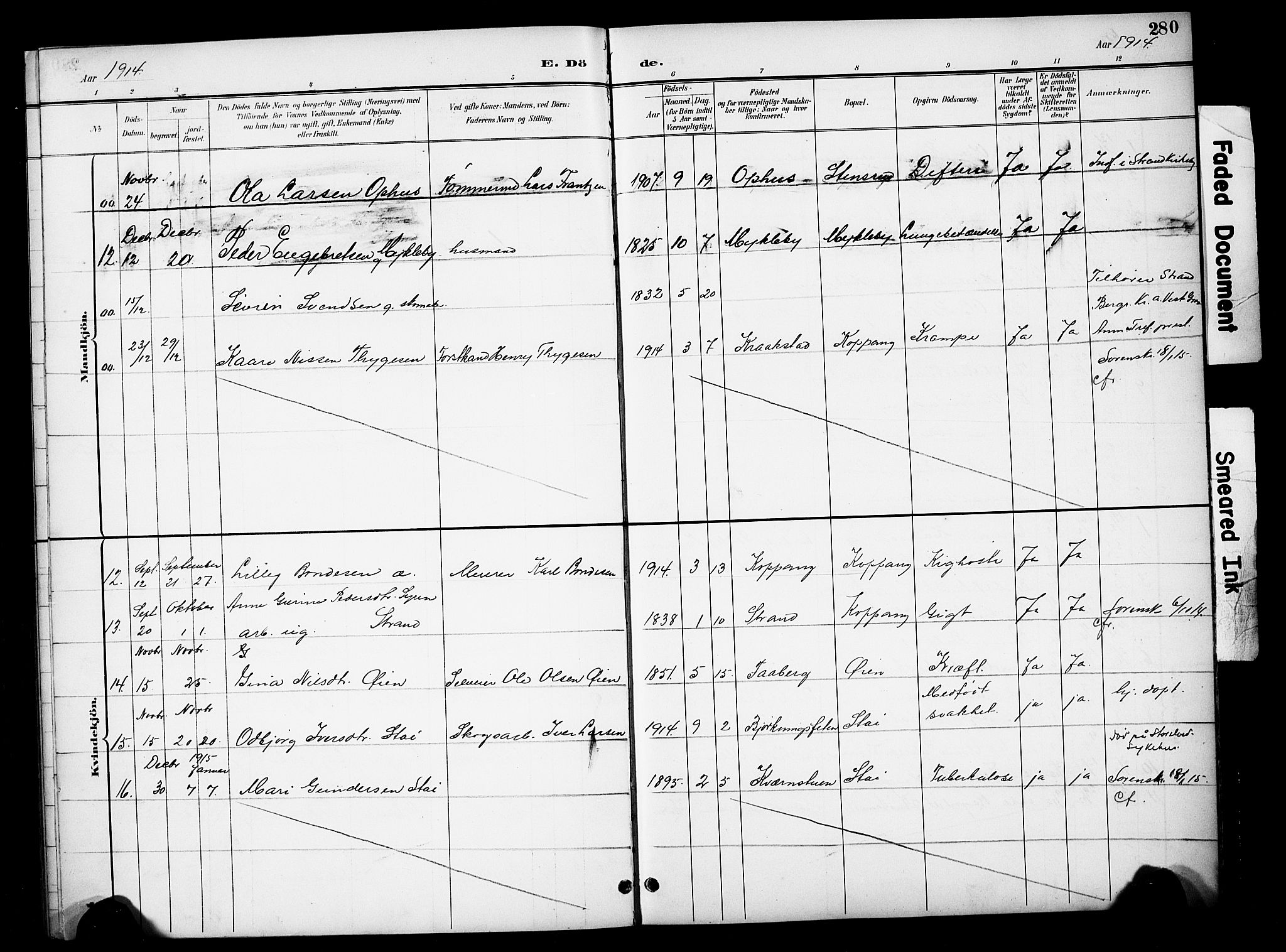 Stor-Elvdal prestekontor, SAH/PREST-052/H/Ha/Hab/L0003: Klokkerbok nr. 3, 1895-1917, s. 280