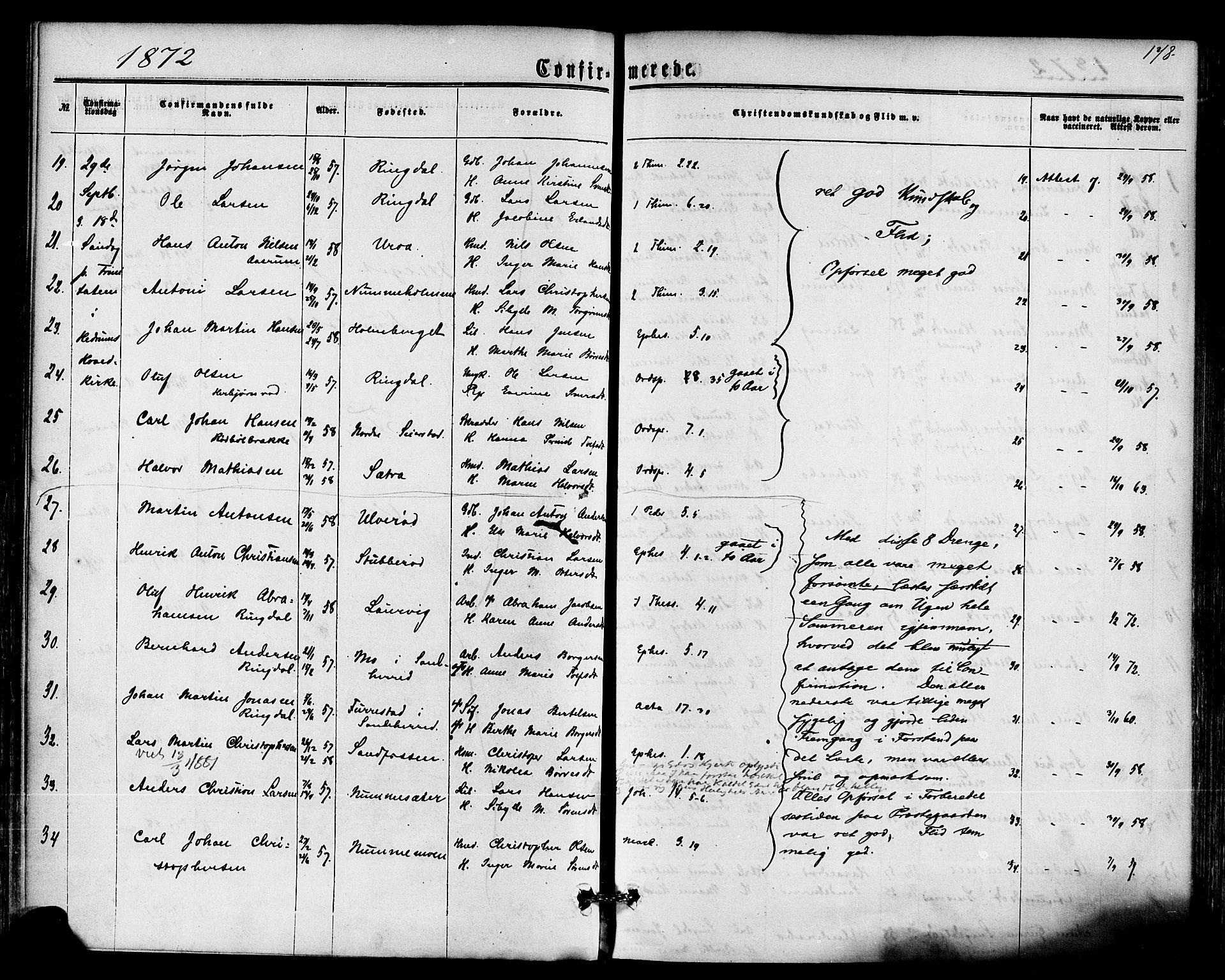 Hedrum kirkebøker, AV/SAKO-A-344/F/Fa/L0008: Ministerialbok nr. I 8, 1869-1880, s. 178