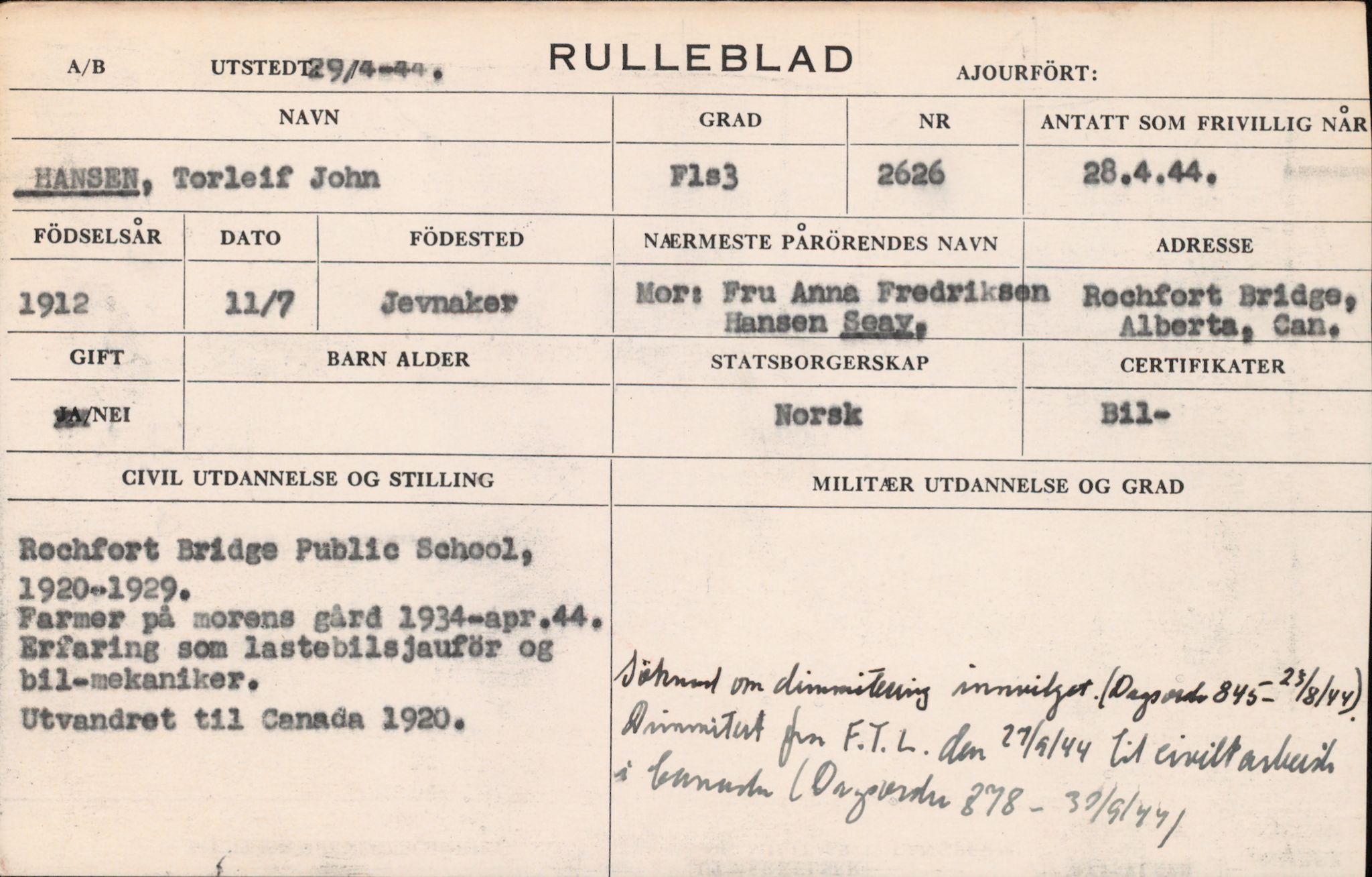 Forsvaret, Forsvarets overkommando/Luftforsvarsstaben, RA/RAFA-4079/P/Pa/L0029: Personellpapirer, 1912, s. 483