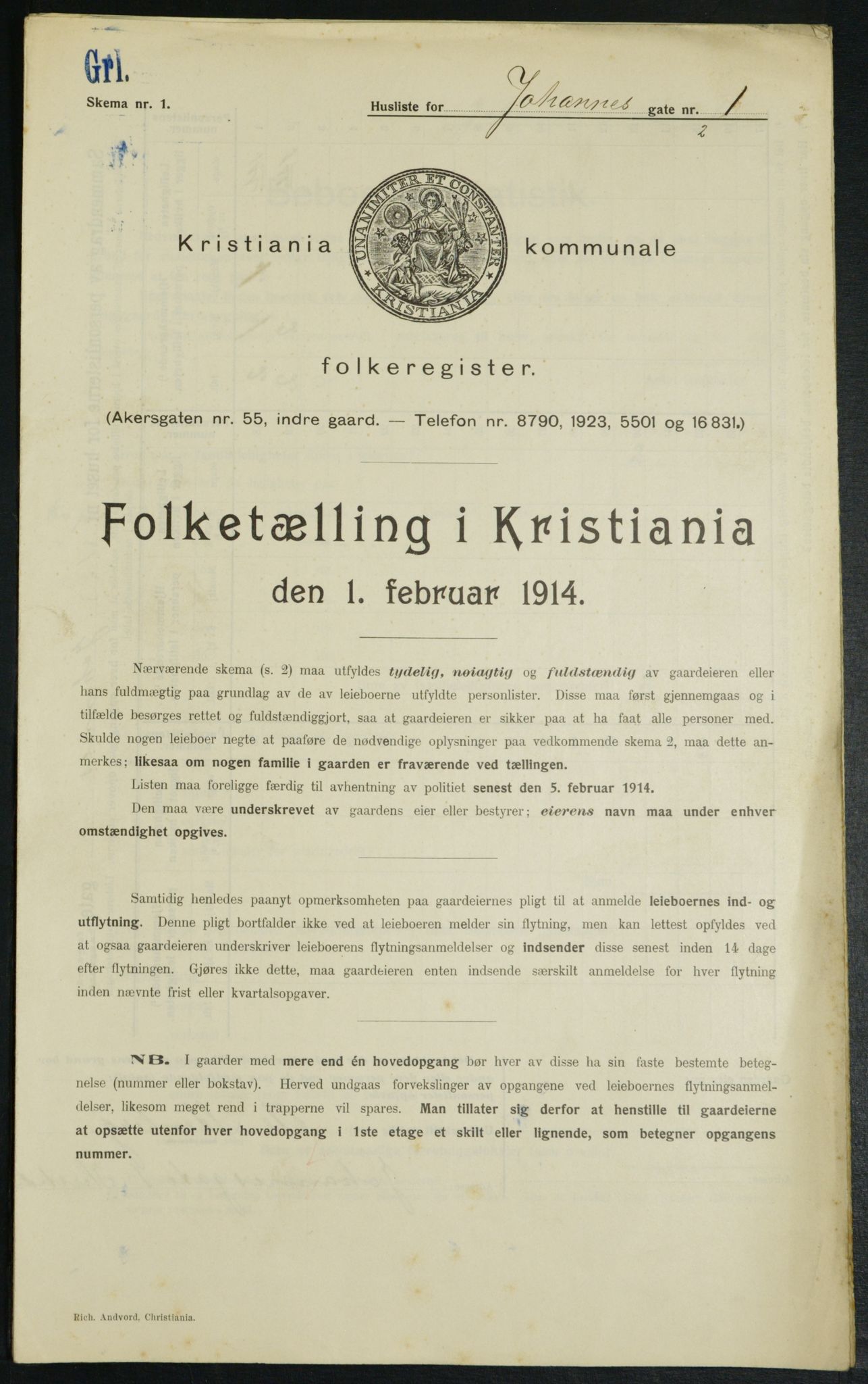 OBA, Kommunal folketelling 1.2.1914 for Kristiania, 1914, s. 47158