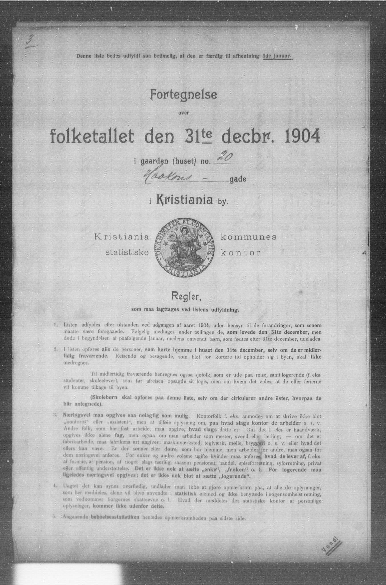 OBA, Kommunal folketelling 31.12.1904 for Kristiania kjøpstad, 1904, s. 8291