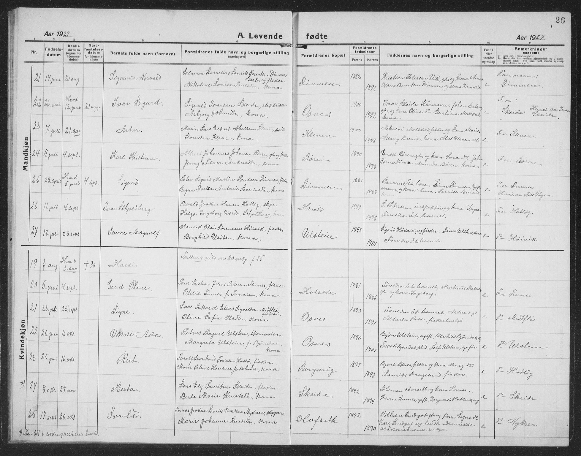 Ministerialprotokoller, klokkerbøker og fødselsregistre - Møre og Romsdal, SAT/A-1454/509/L0113: Klokkerbok nr. 509C03, 1923-1939, s. 26