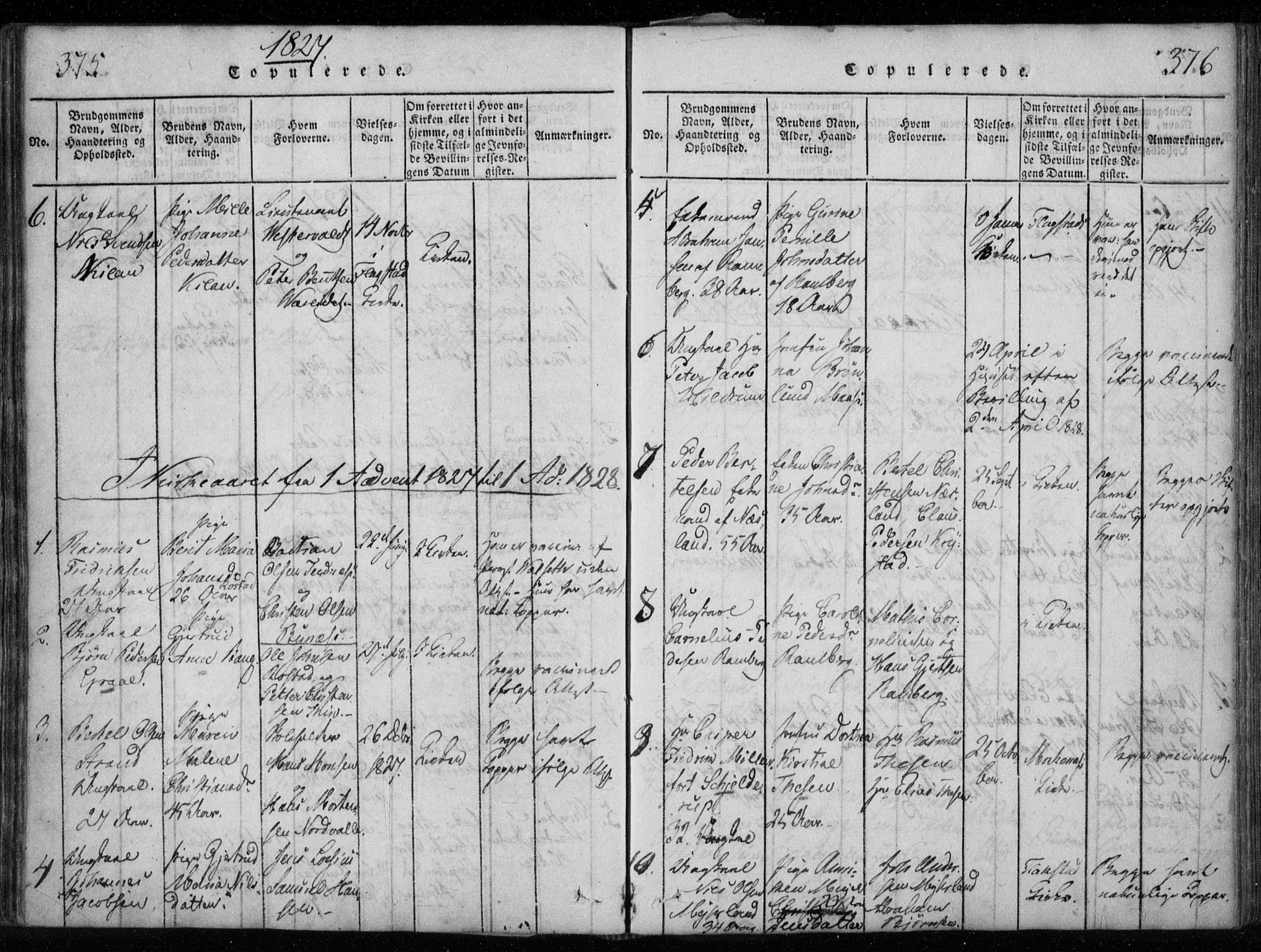 Ministerialprotokoller, klokkerbøker og fødselsregistre - Nordland, AV/SAT-A-1459/885/L1201: Ministerialbok nr. 885A02, 1820-1837, s. 375-376