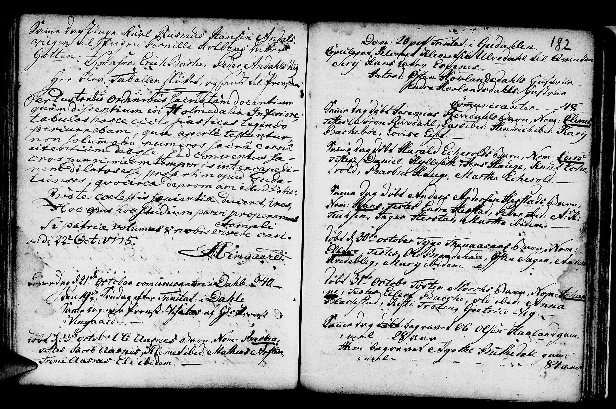 Fjaler sokneprestembete, SAB/A-79801/H/Haa/Haaa/L0001: Ministerialbok nr. A 1, 1755-1778, s. 182