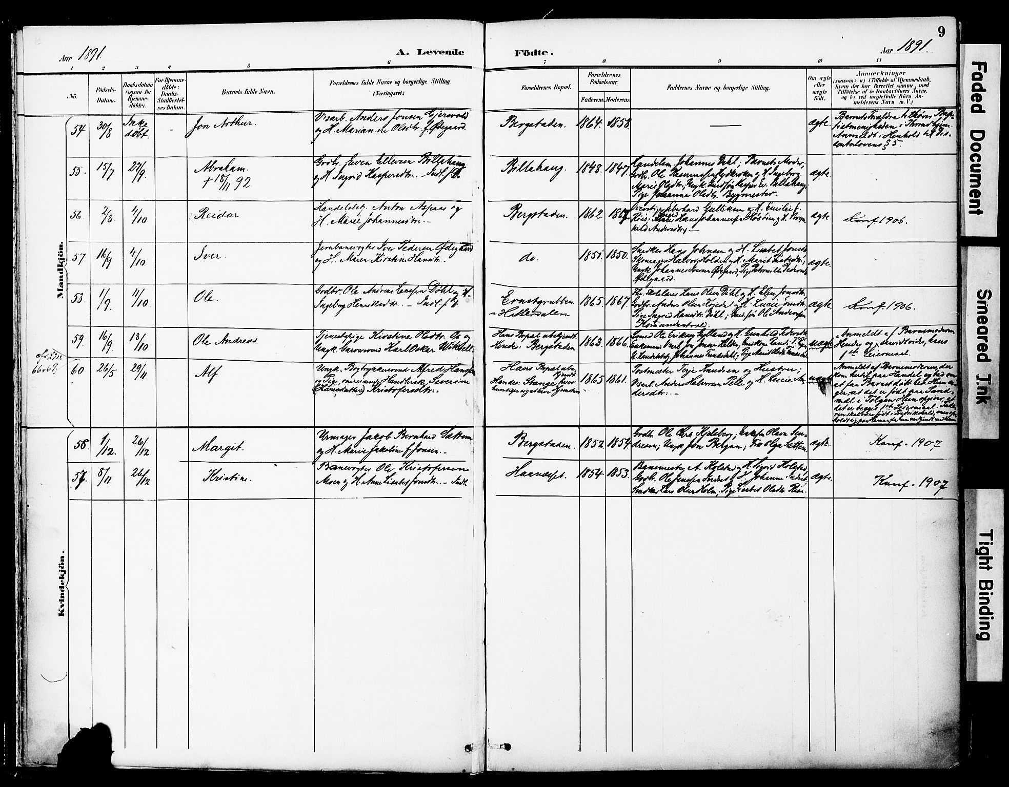 Ministerialprotokoller, klokkerbøker og fødselsregistre - Sør-Trøndelag, AV/SAT-A-1456/681/L0935: Ministerialbok nr. 681A13, 1890-1898, s. 9