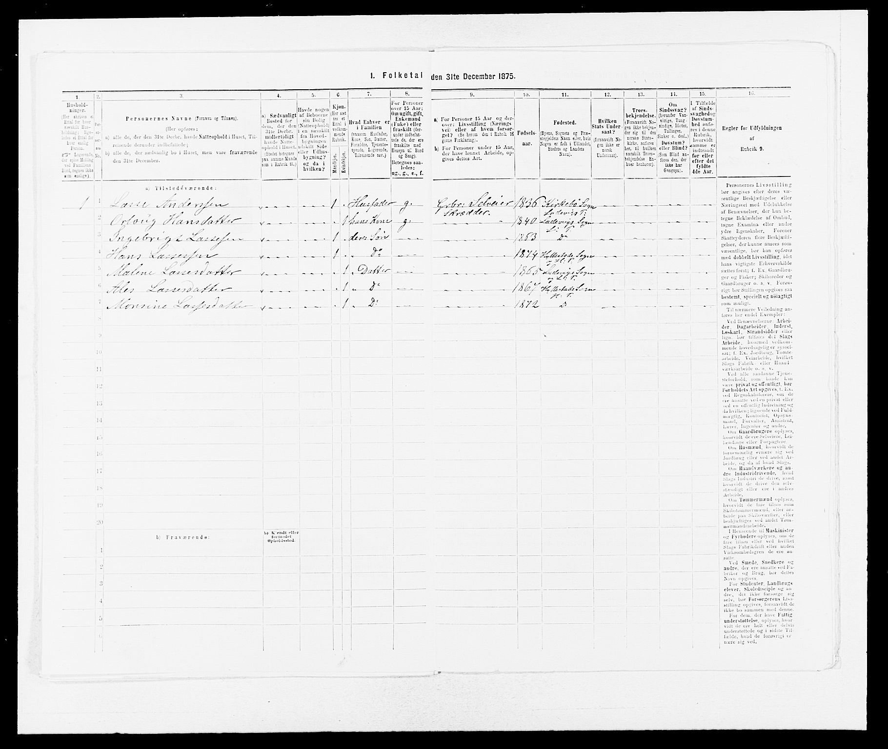 SAB, Folketelling 1875 for 1413P Hyllestad prestegjeld, 1875, s. 491