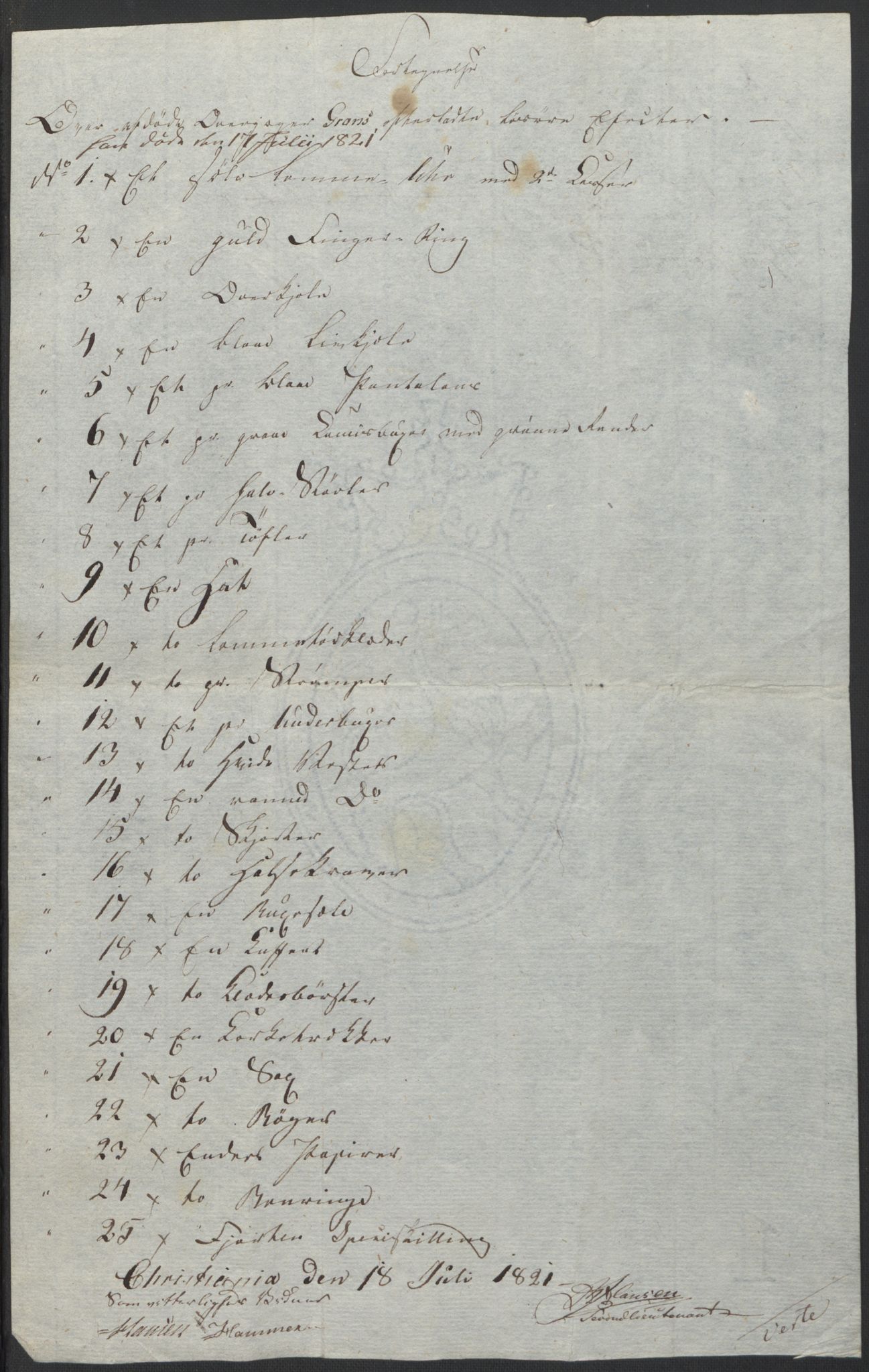 Forsvaret, Generalauditøren, AV/RA-RAFA-1772/F/Fj/Fjb/L0005: Skifter 1818 - 1823, 1818-1823, s. 36