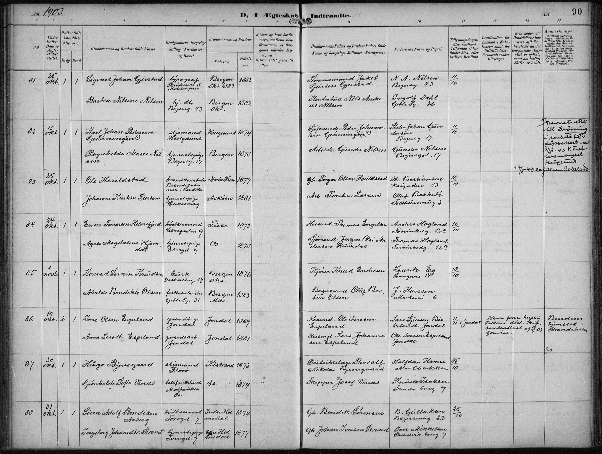 Sandviken Sokneprestembete, AV/SAB-A-77601/H/Ha/L0014: Ministerialbok nr. D 1, 1896-1911, s. 90