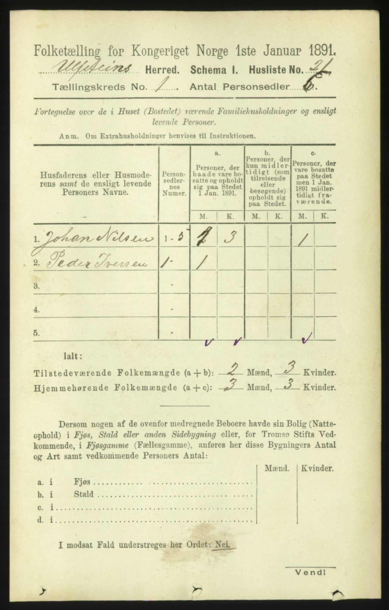 RA, Folketelling 1891 for 1516 Ulstein herred, 1891, s. 50