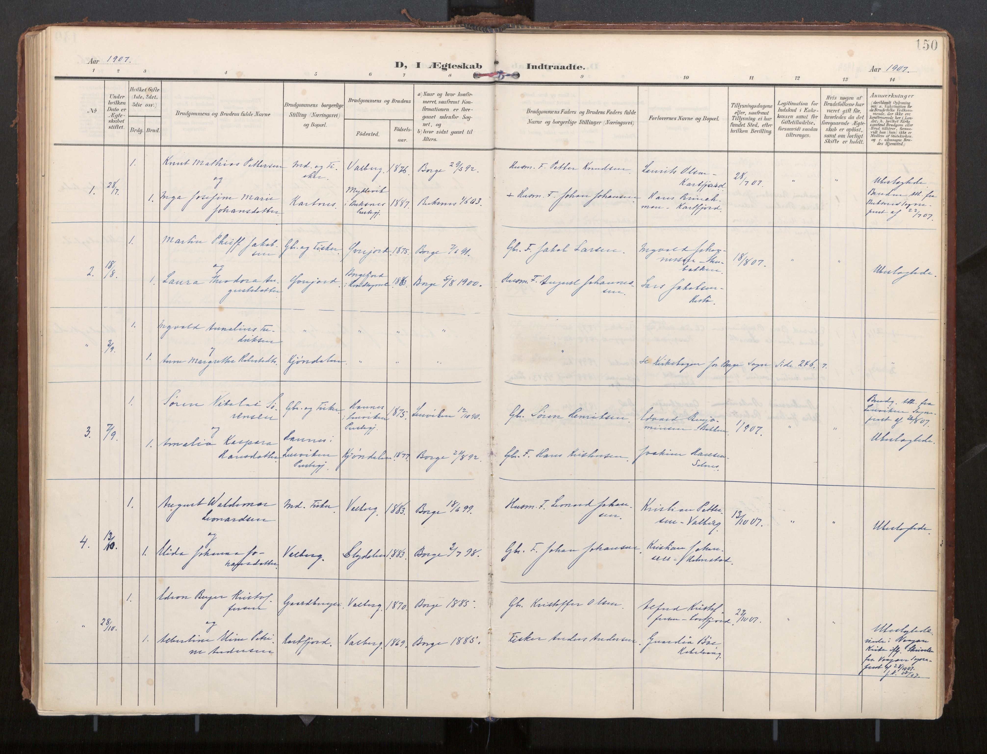 Ministerialprotokoller, klokkerbøker og fødselsregistre - Nordland, AV/SAT-A-1459/884/L1194: Ministerialbok nr. 884A02, 1906-1937, s. 150
