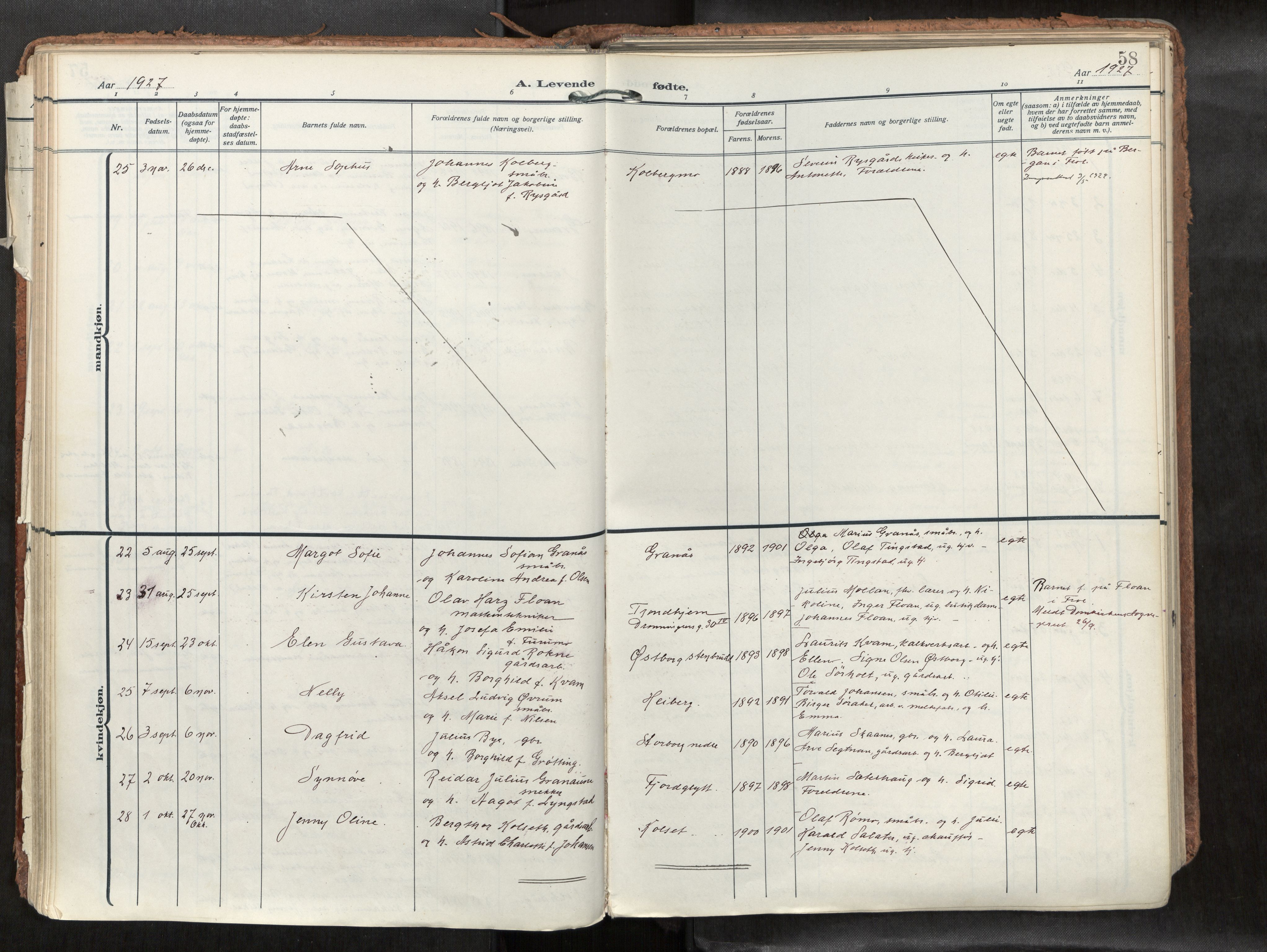 Levanger sokneprestkontor, SAT/A-1301/2/H/Haa/L0002: Ministerialbok nr. 2, 1912-1935, s. 58