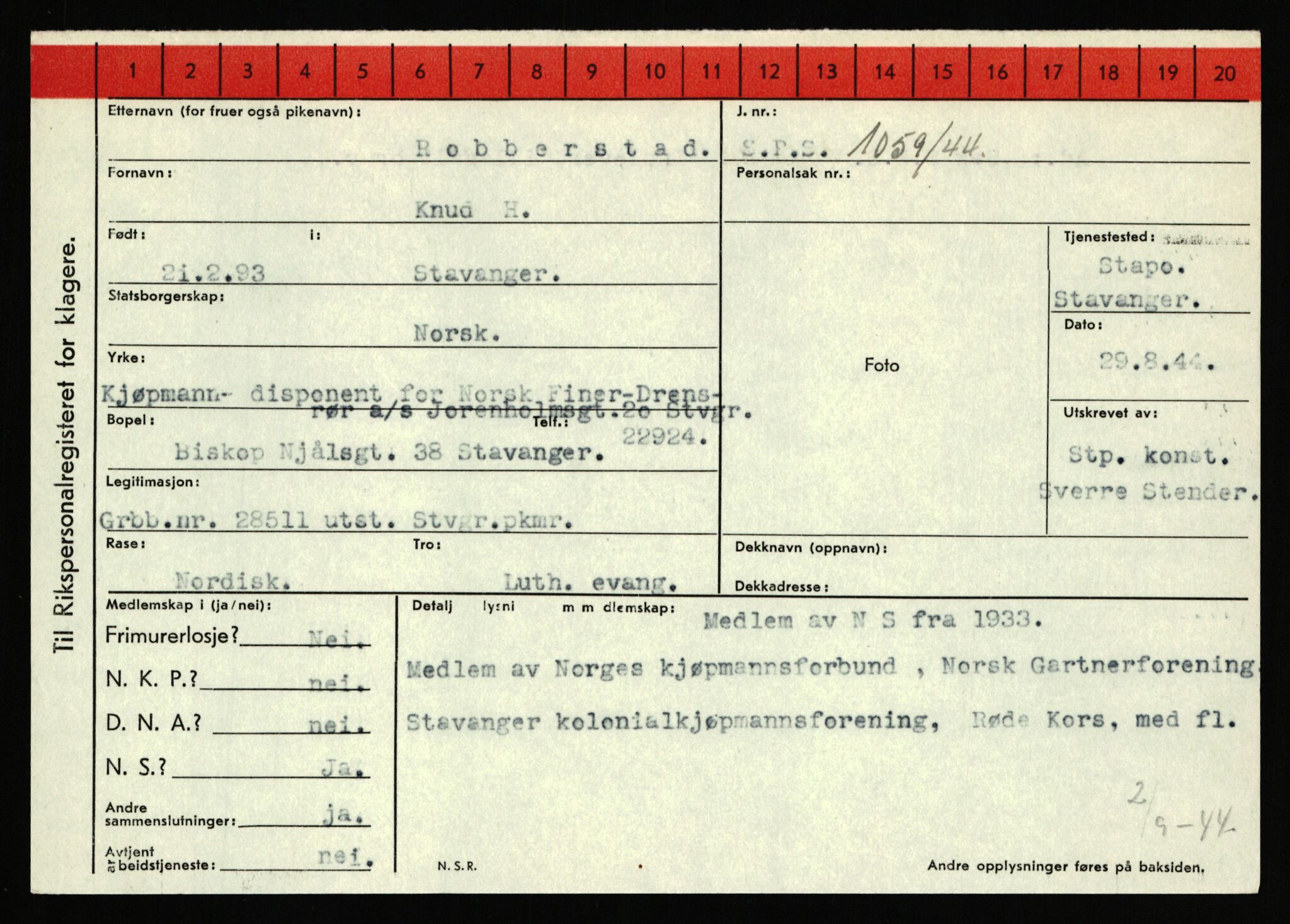 Statspolitiet - Hovedkontoret / Osloavdelingen, AV/RA-S-1329/C/Ca/L0013: Raa - Servold, 1943-1945, s. 1545