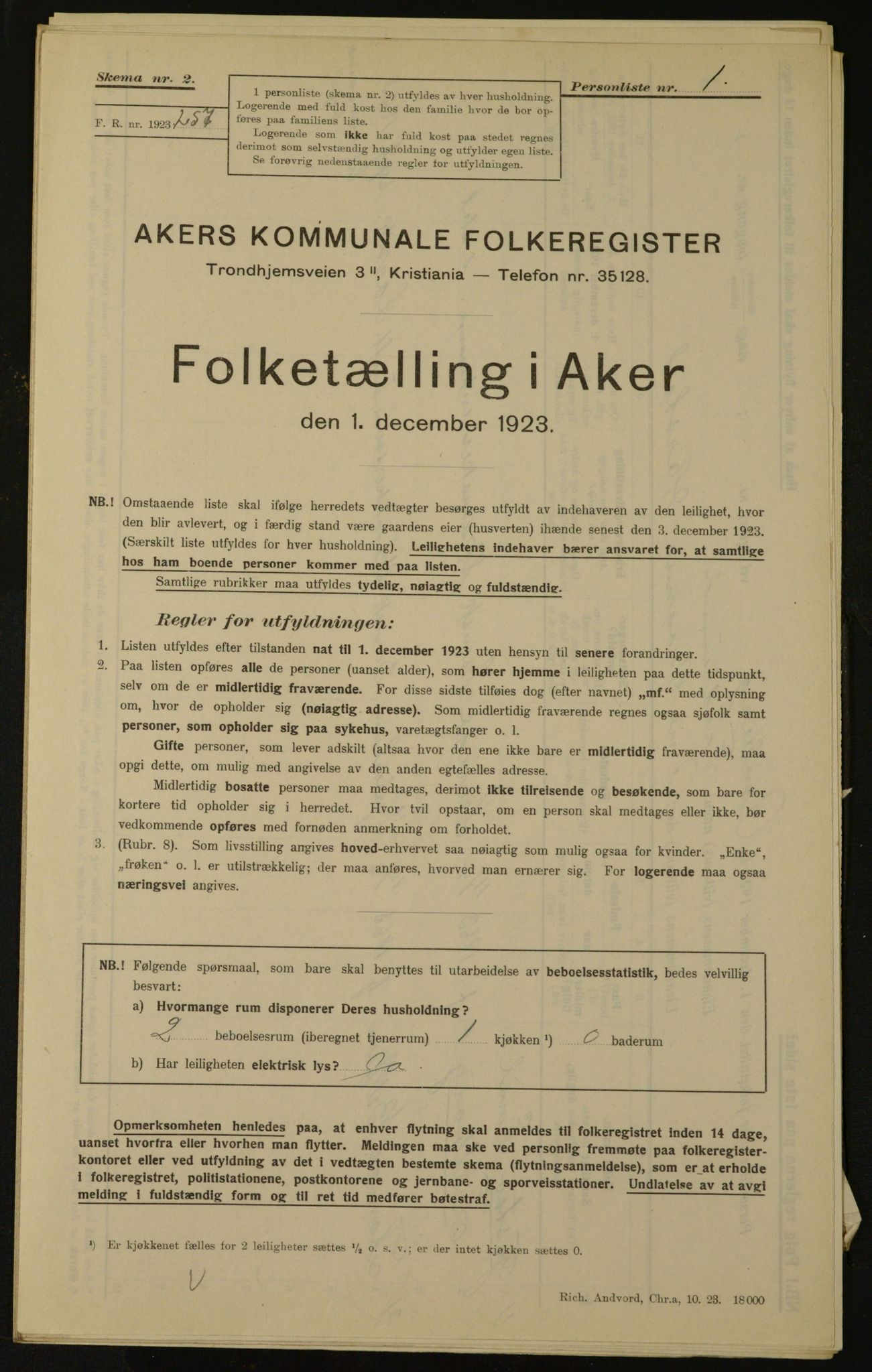 , Kommunal folketelling 1.12.1923 for Aker, 1923, s. 1702