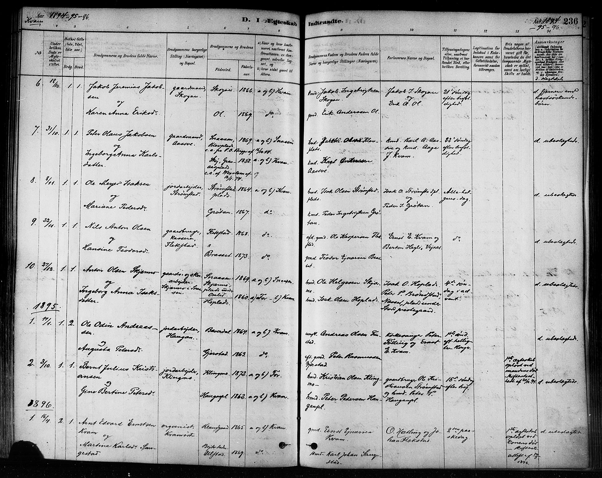 Ministerialprotokoller, klokkerbøker og fødselsregistre - Nord-Trøndelag, SAT/A-1458/746/L0449: Ministerialbok nr. 746A07 /2, 1878-1899, s. 236