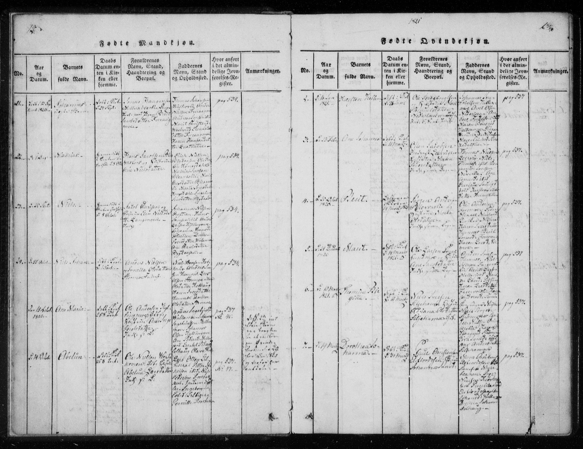 Ministerialprotokoller, klokkerbøker og fødselsregistre - Nordland, AV/SAT-A-1459/825/L0353: Ministerialbok nr. 825A07, 1820-1826, s. 12-13