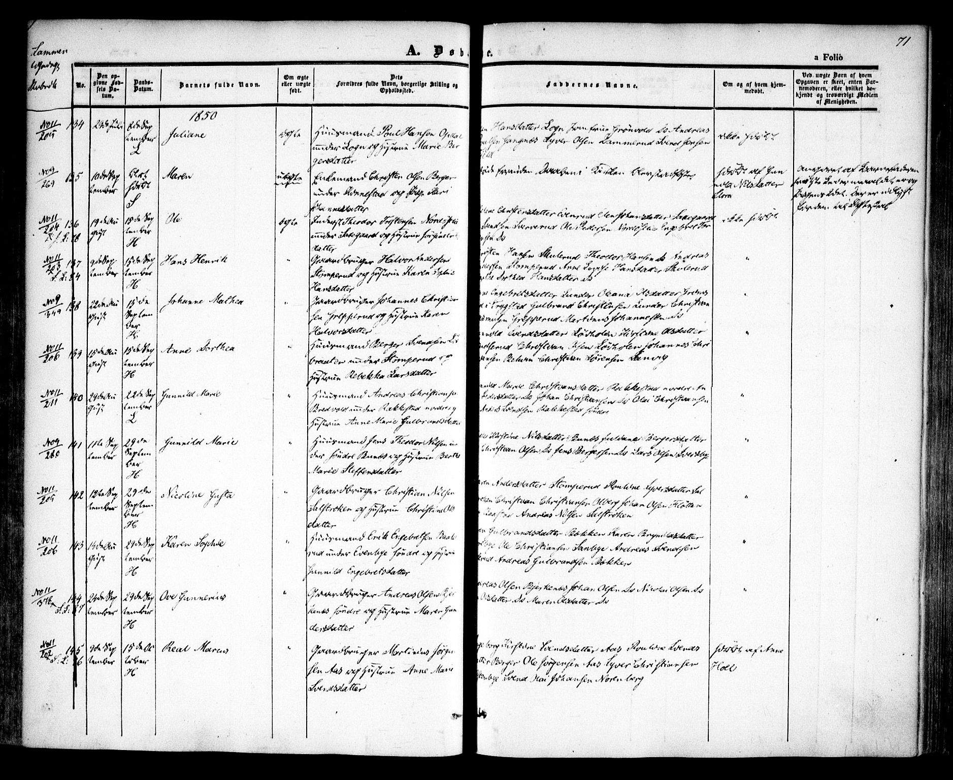Høland prestekontor Kirkebøker, SAO/A-10346a/F/Fa/L0009: Ministerialbok nr. I 9, 1846-1853, s. 71