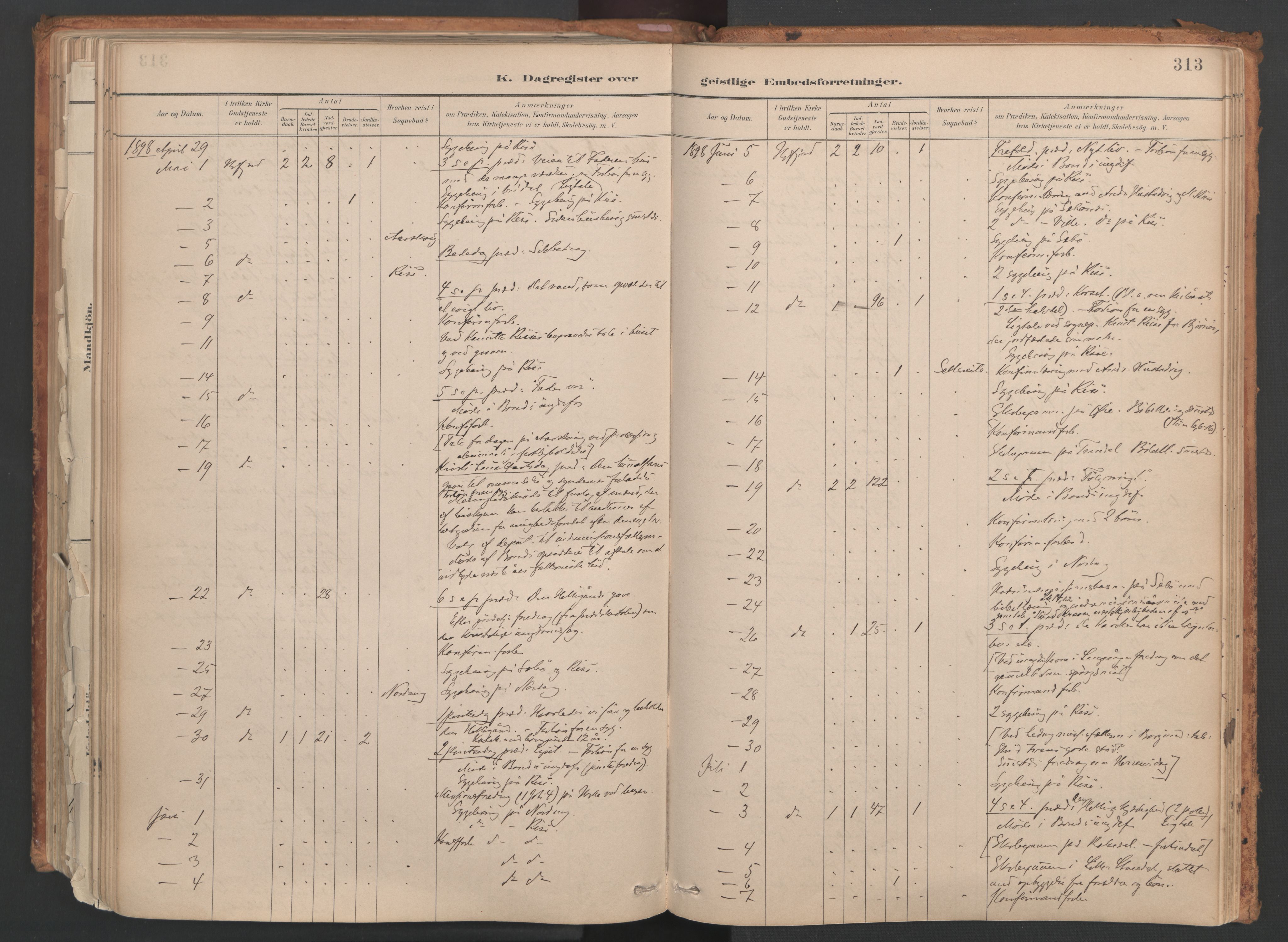 Ministerialprotokoller, klokkerbøker og fødselsregistre - Møre og Romsdal, SAT/A-1454/515/L0211: Ministerialbok nr. 515A07, 1886-1910, s. 313