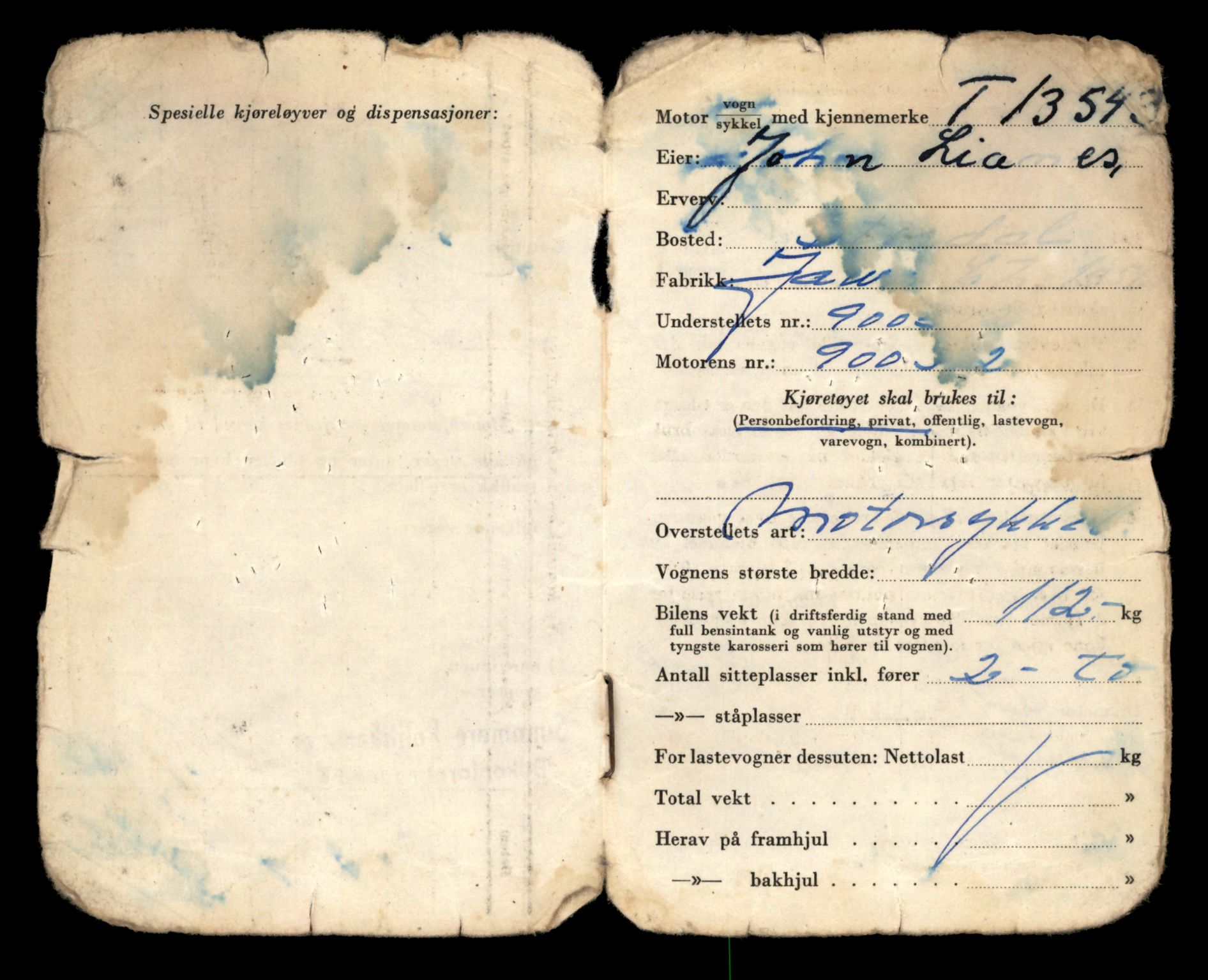 Møre og Romsdal vegkontor - Ålesund trafikkstasjon, AV/SAT-A-4099/F/Fe/L0040: Registreringskort for kjøretøy T 13531 - T 13709, 1927-1998, s. 101